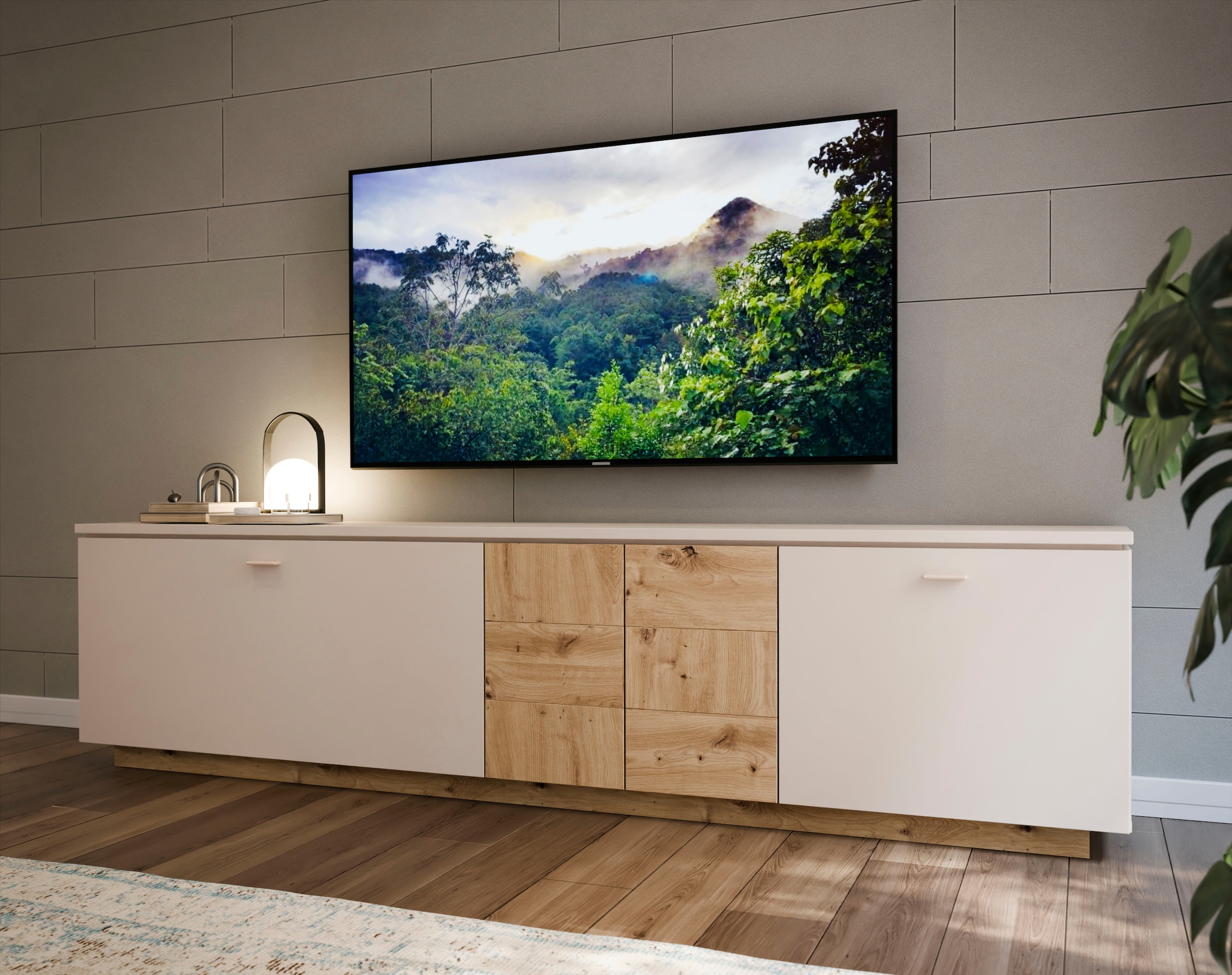 FORTE Lowboard »LouotoTV-Board, TV-Schrank« TV Board, Metallgriffe, Stauraum, Soft Close, Breite 224,8cm