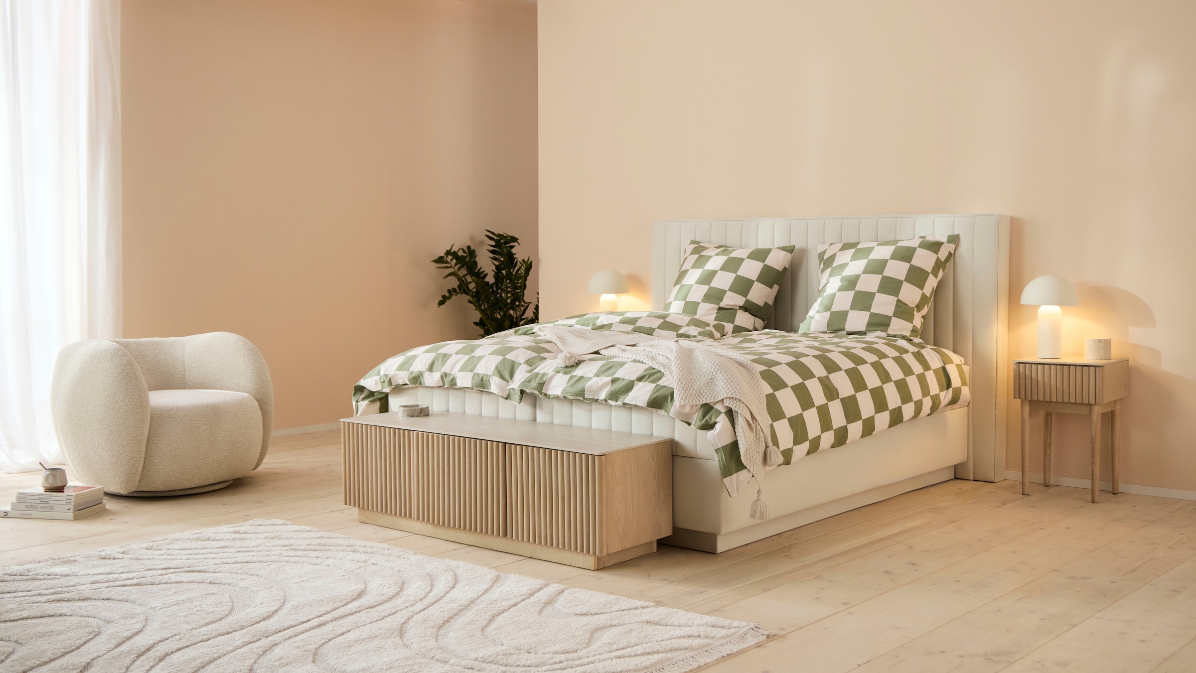 homsy by Ana Johnson Meuble TV »Solva« Holzoptik aus Esche, geriffelte Front, Keramikplatte, Breite 138 cm