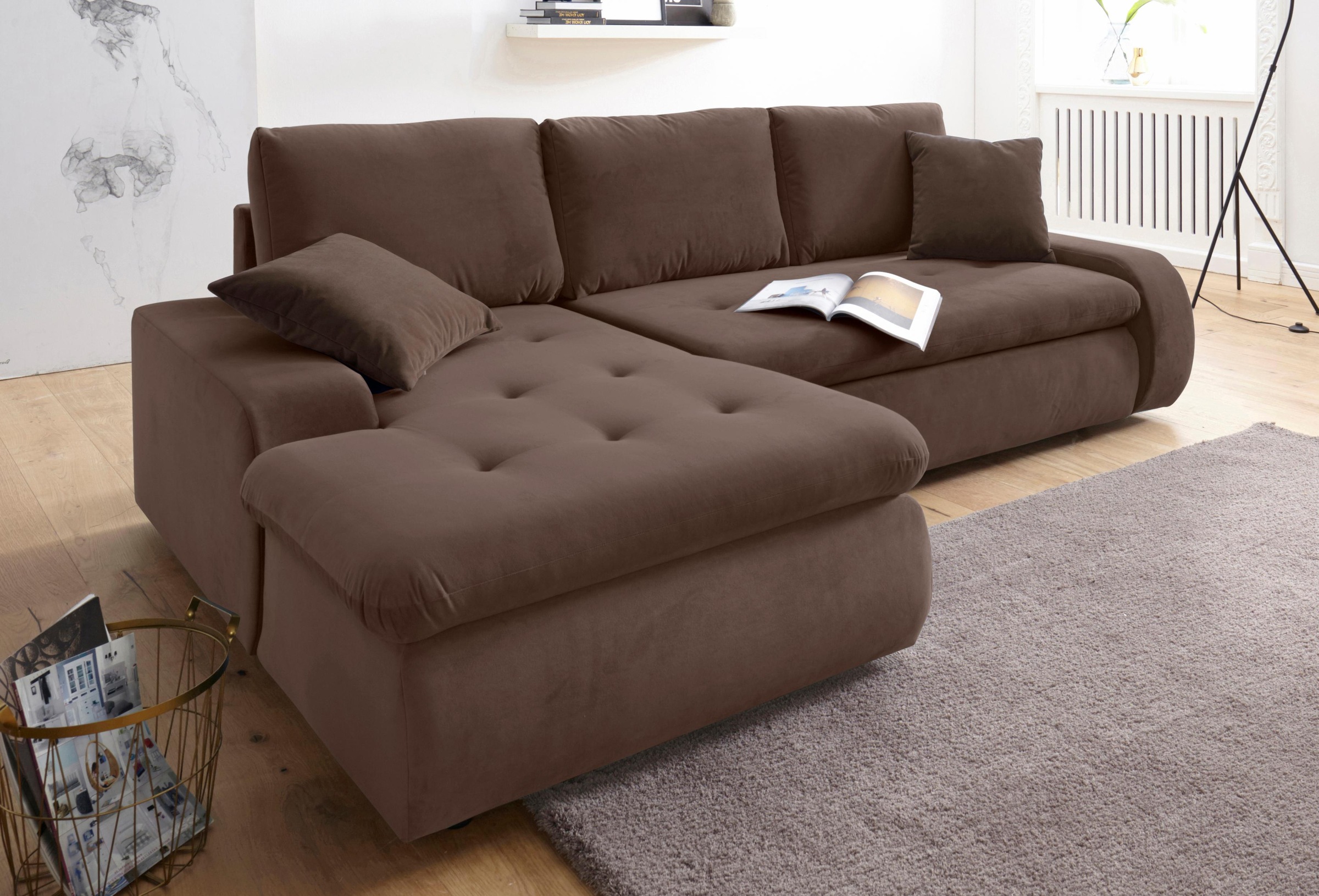 TRENDMANUFAKTUR Ecksofa »Indie II, tolle Detailverarbeitung, bequem und komfortabel im Sitz«, XL und XXL, wahlweise mit Bettfunktion, L-Form