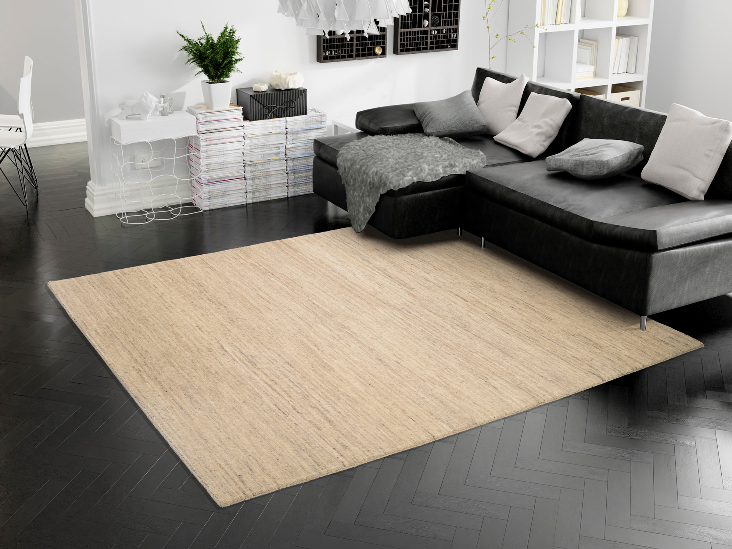 OCI DIE TEPPICHMARKE Teppich »HIMALI UNI«, rechteckig, 5 mm Höhe, handgeknüpft, hochwertige Wolle, fusswarm, Wohnzimmer