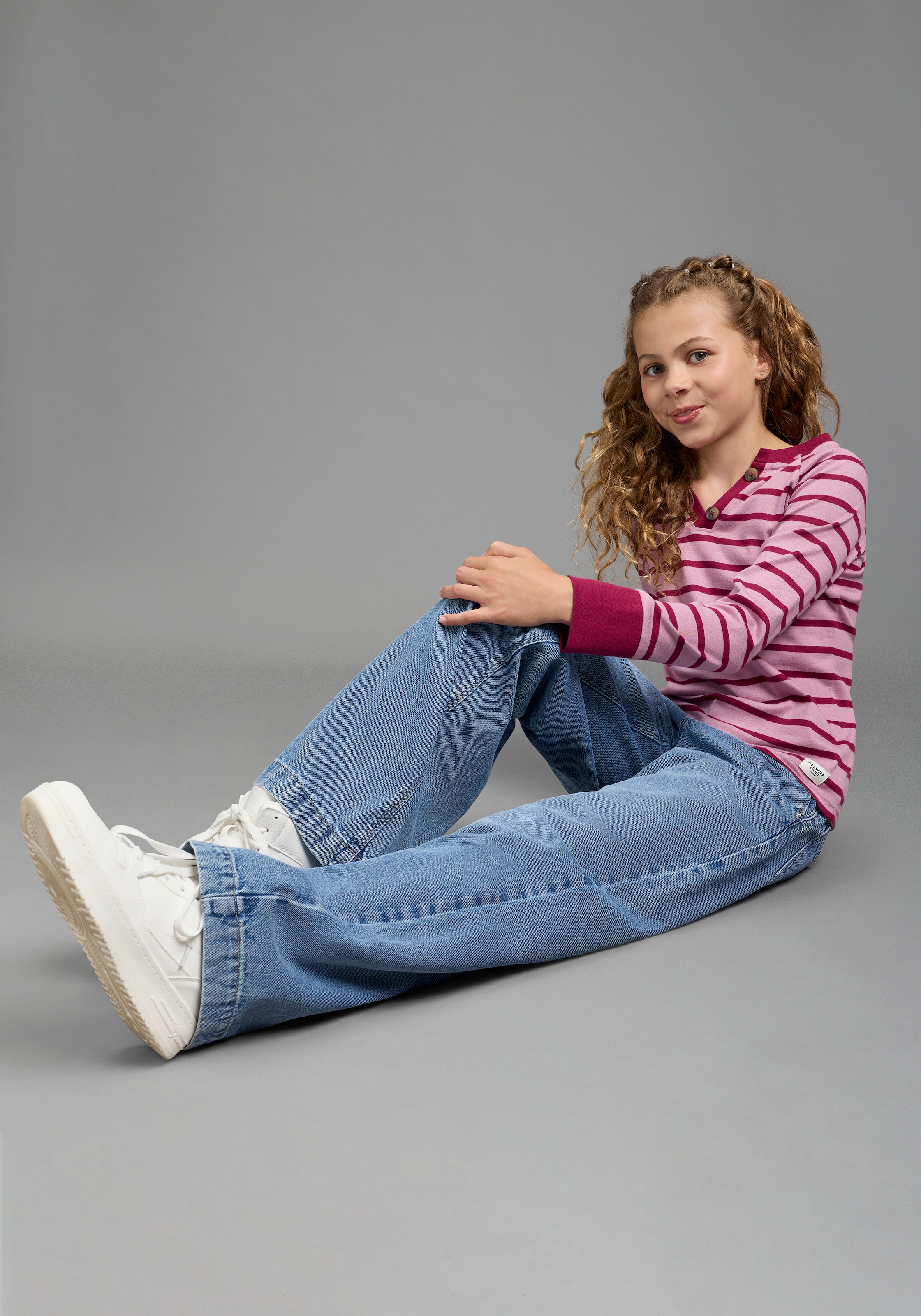 H.I.S T-shirt à manches longues »Garngewirktes Ripp-Shirt in modischen Ringelfarben von H.I.S« coupe ajustée, avec manches raglan, tendance, pour quotidien et streetwear