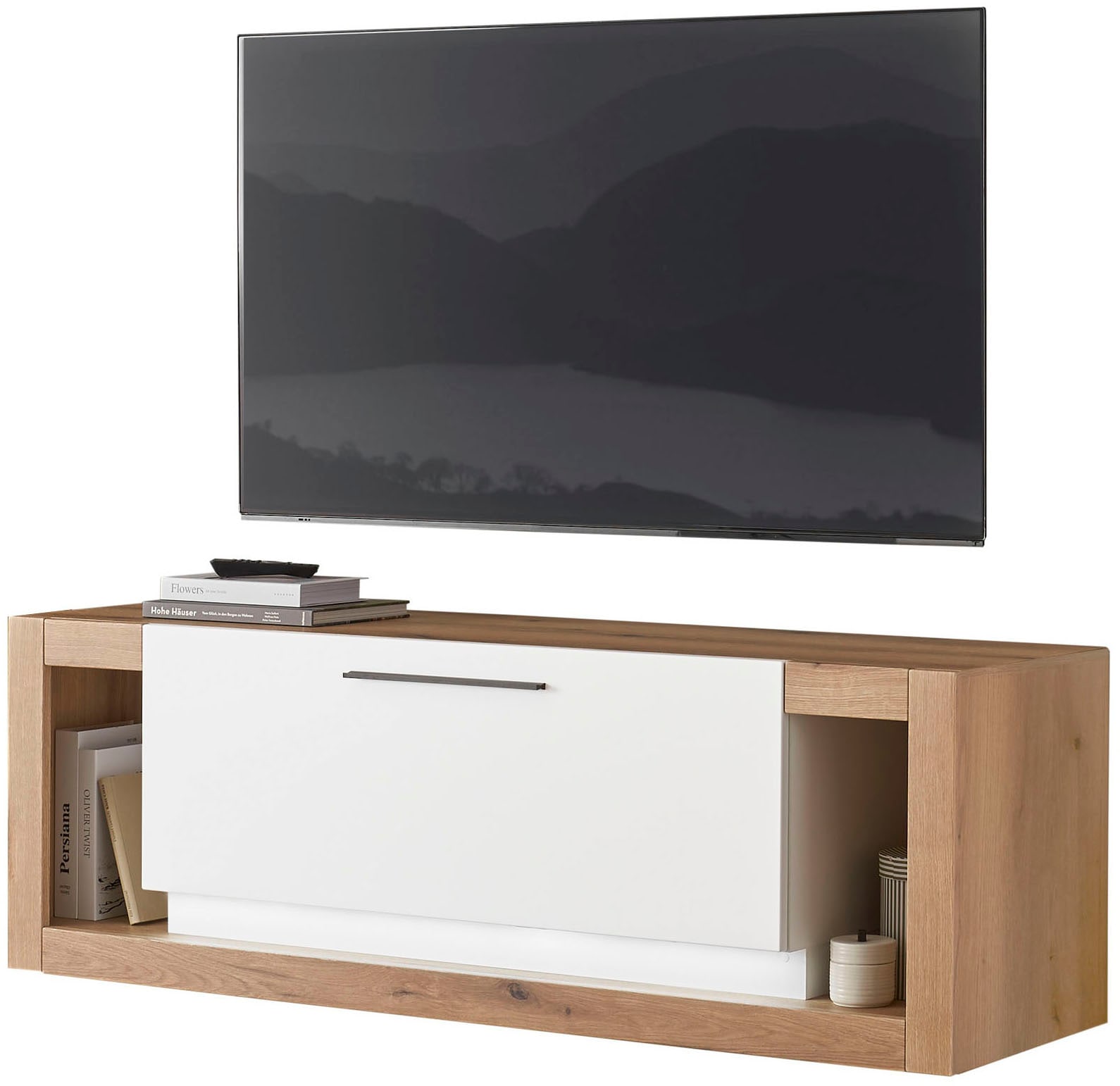 INOSIGN Lowboard »Brixen, moderner TV-Schrank, Kommode in Eiche Evoke Dekor mit Weiss«, Metallgriffe, ausreichend Stauraum, vielseitig einsetzbar
