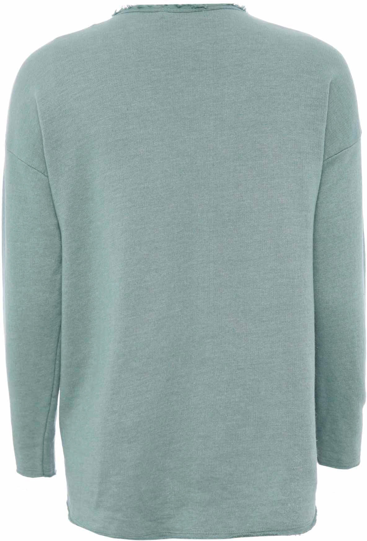 Zwillingsherz Sweatshirt, V-Ausschnitt im Used-Look leicht ausgefranst
