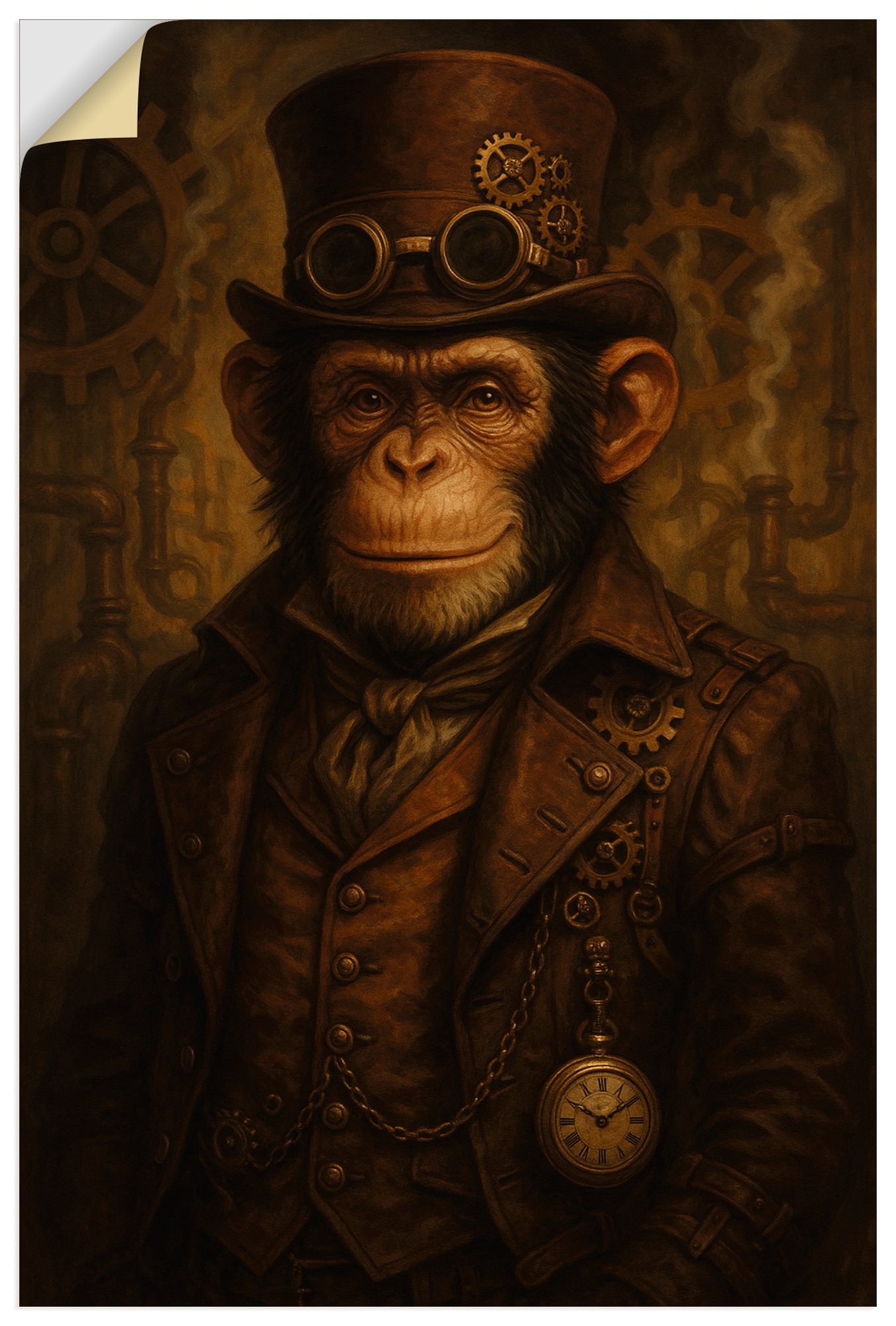 Image of Artland Wandbild "Steampunk-Affe" Affenbilder 1 Stk. tlg. als Alubild, Leinwandbild, Poster, Wandaufkleber in verschied. Grössen