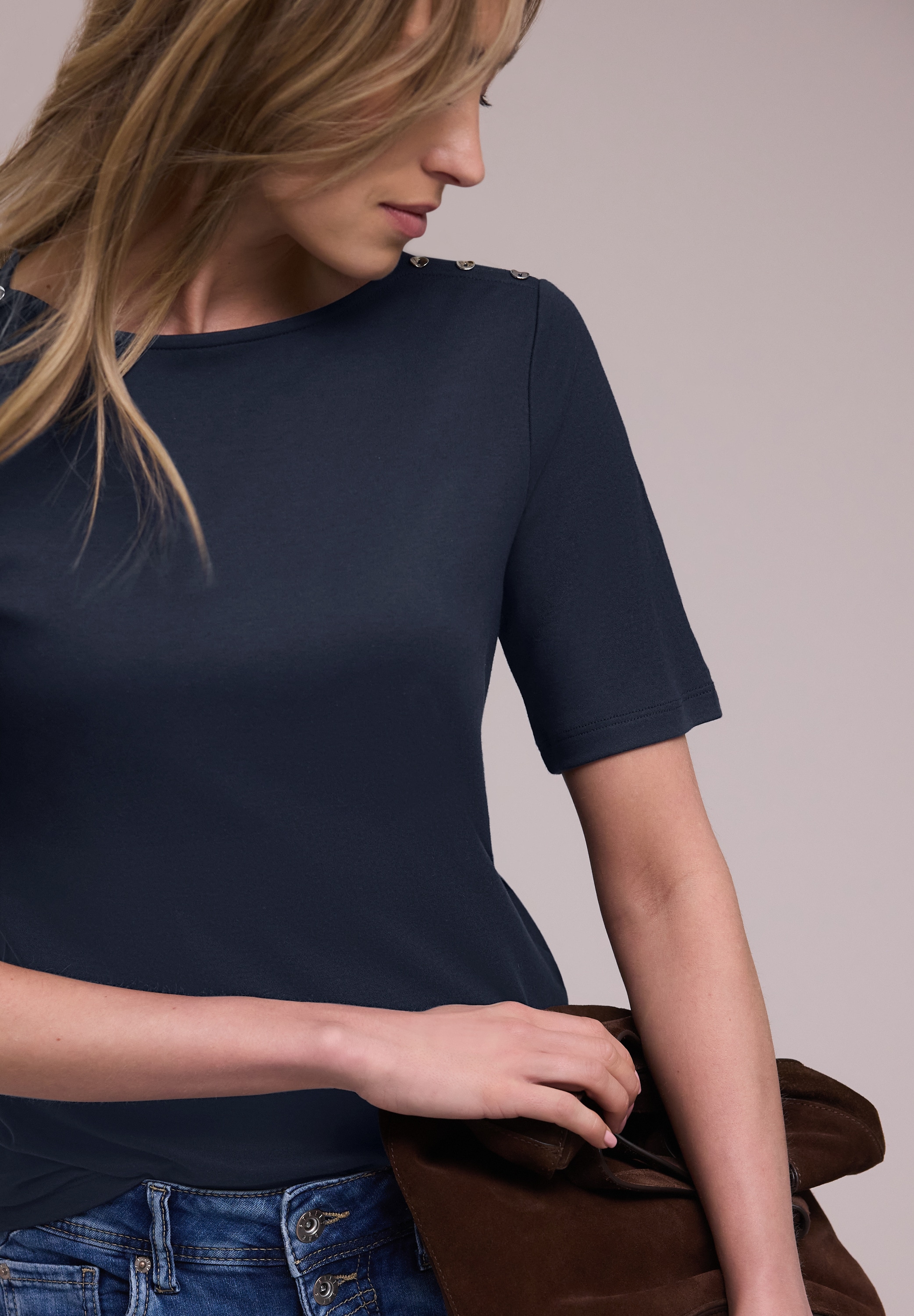 STREET ONE T-shirt à manches courtes mit Knopfdetail