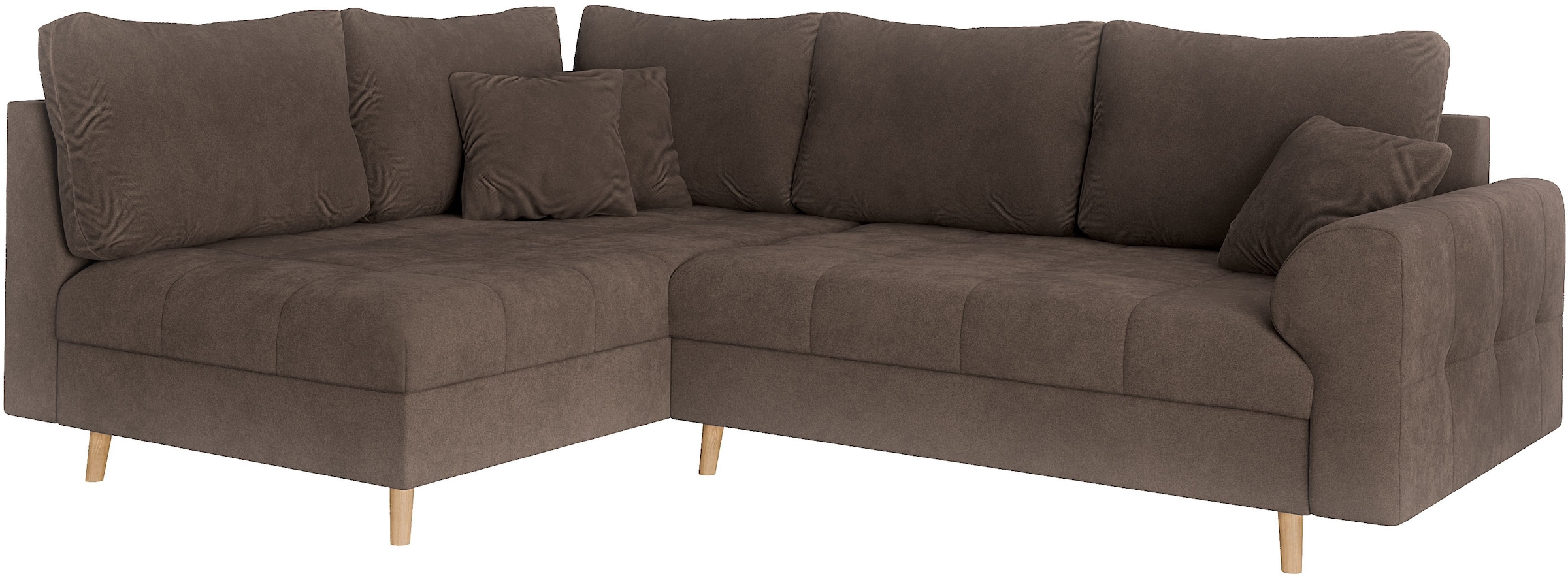 Home affaire Ecksofa »CHARRE L-Form mit Ottomane, Masse B/T/H: 231/161/81 cm«, feine Steppung, lose Rücken- und Zierkissen, auch in Cord und Bouclé