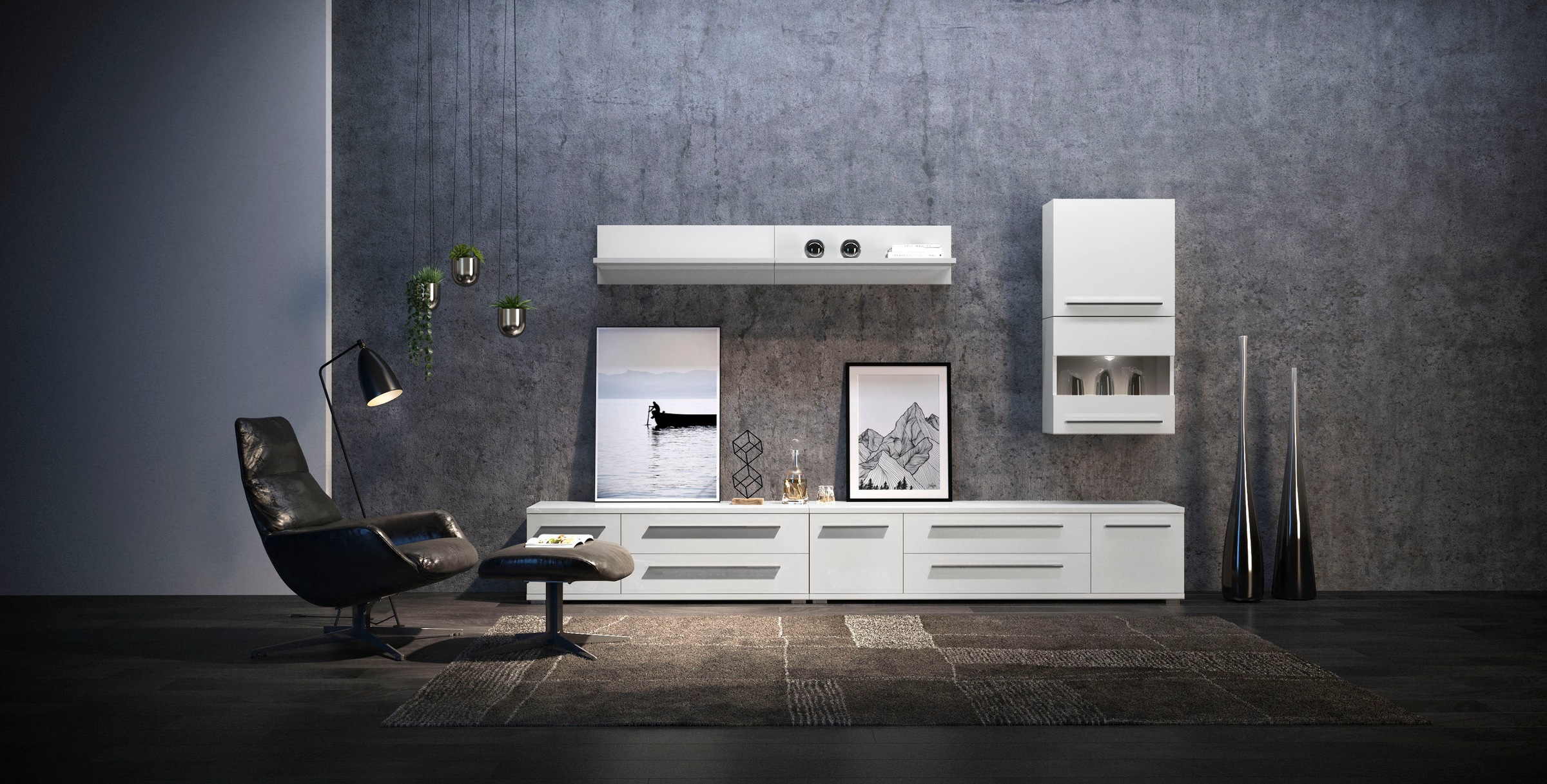Places of Style Hängevitrine »Piano«, mit und ohne Glaselement, UV lackiert, Soft-Close, B/H:59,7/57,4 cm