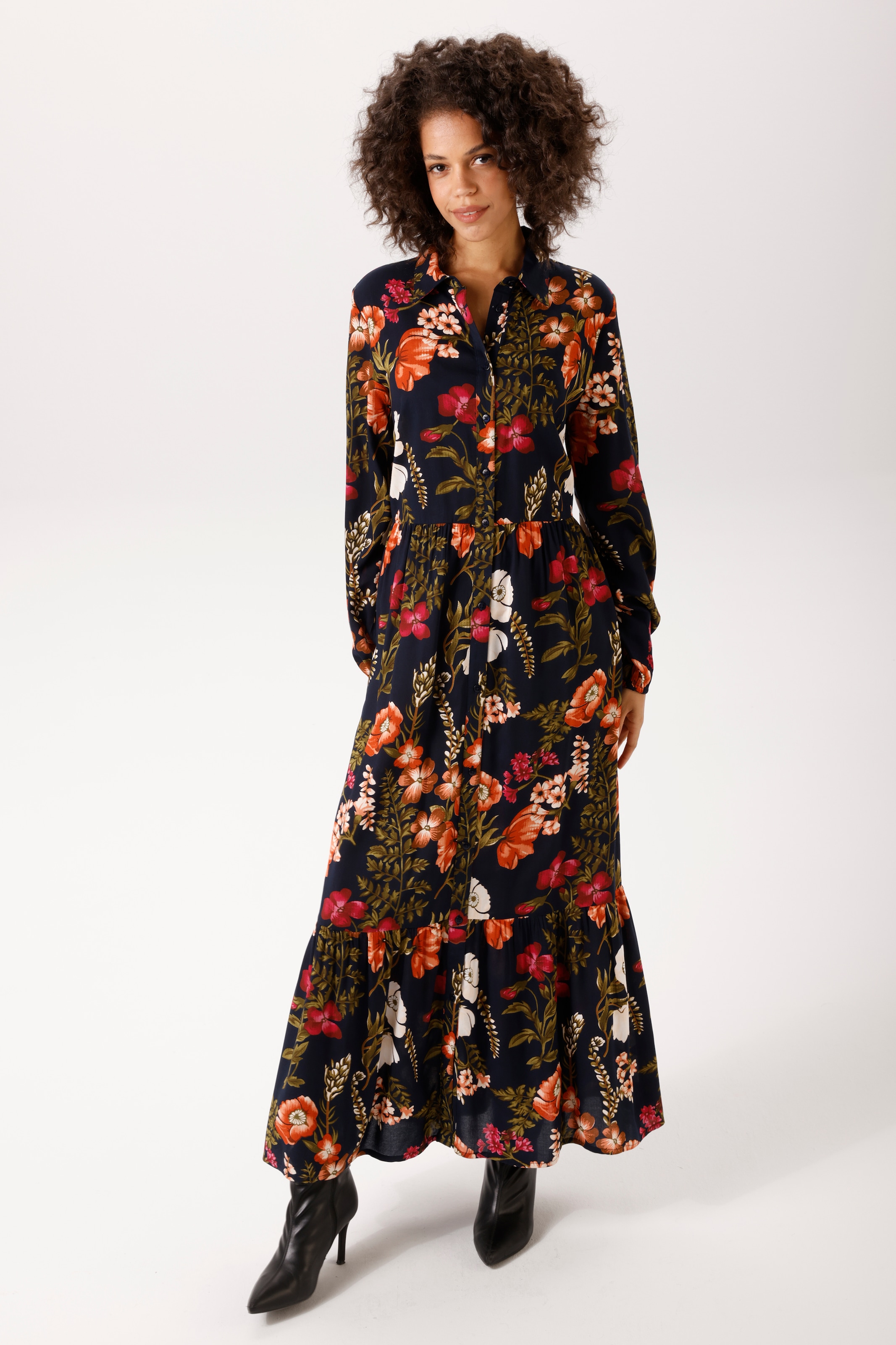 Image of Aniston CASUAL Maxikleid mit farbenfrohen Blumendruck - jedes Teil ein Unikat - NEUE KOLLEKTION