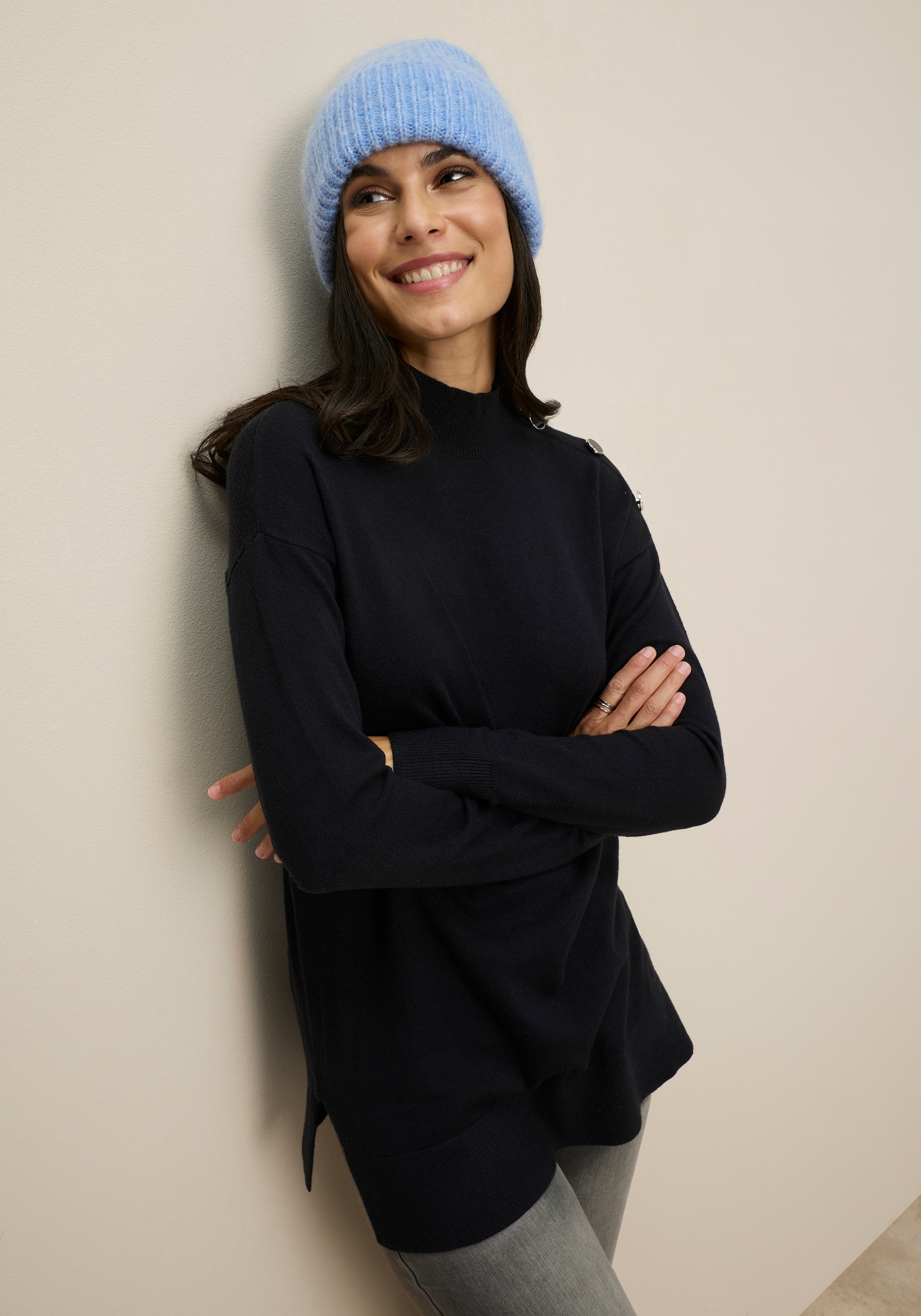 Tamaris Pull à col montant mit Knöpfen an der Schulter