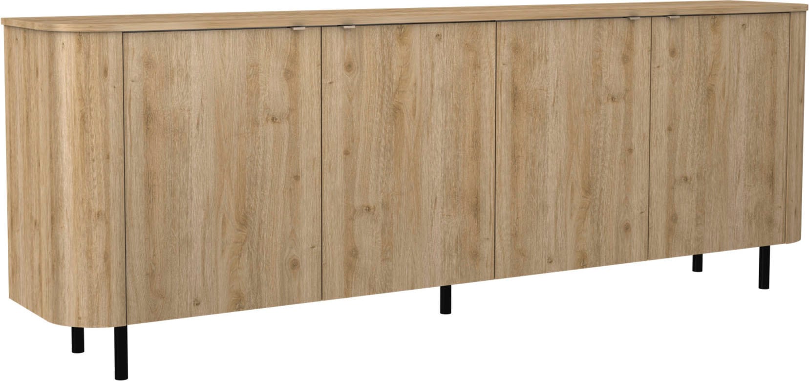 Image of Home affaire Sideboard "Murano, 231 cm breit, 4 Türen, Anrichte, Kommode, Stauraumschrank" Formgebogenes MDF, Stirnseiten mit Rundung, Füsse und Griffe aus Metall