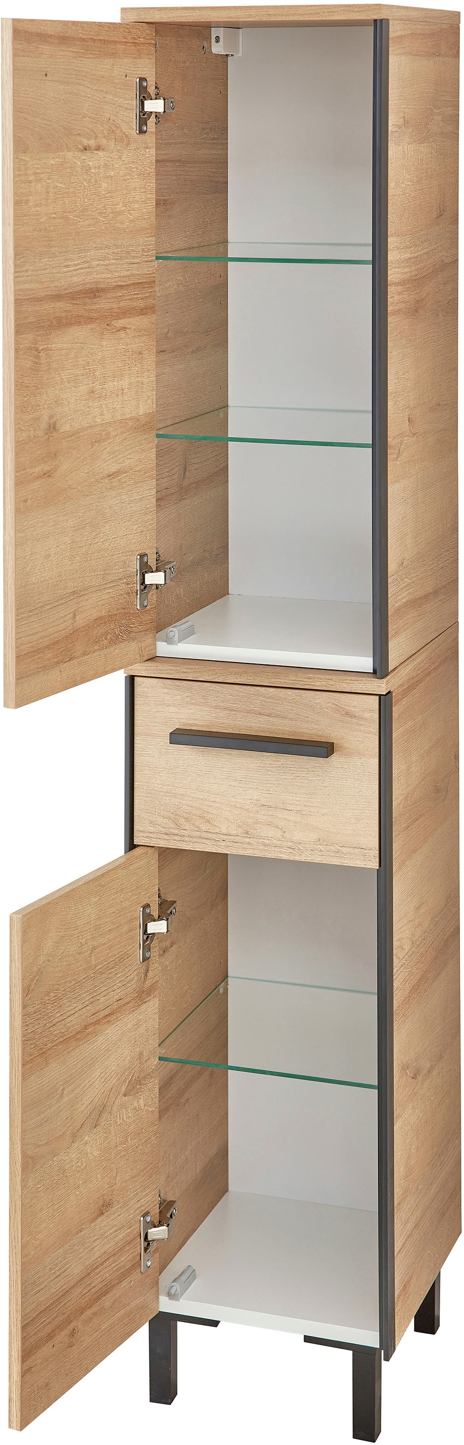 Saphir Ensemble de meubles de salle de bain »Quickset 395 5-teilig, Waschbeckenunterschrank mit LED-Spiegelschrank« 5 cuis tlg.