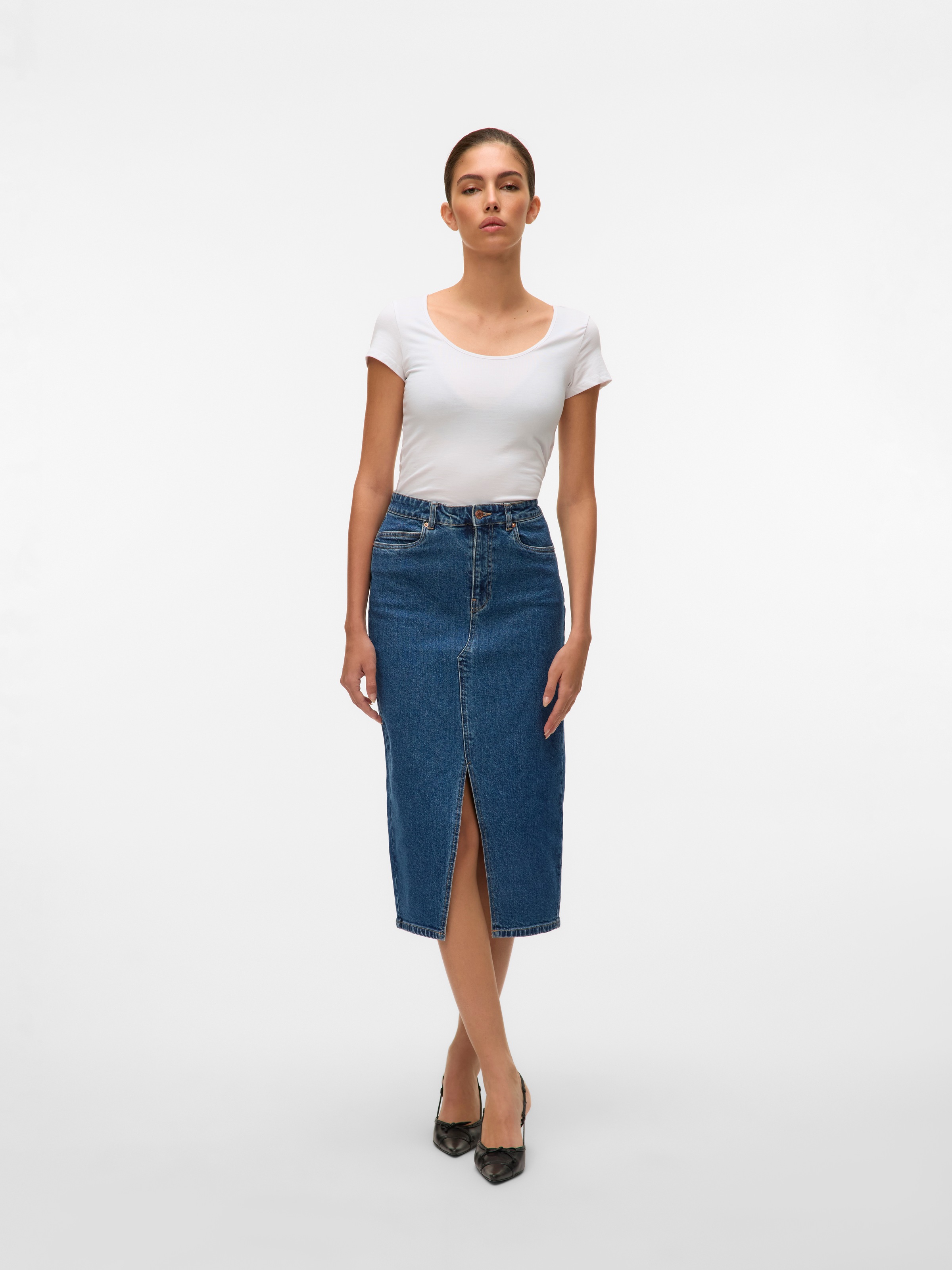 Vero Moda Maxirock »VMVERI HR CALF DENIM SKIRT GA NOOS«