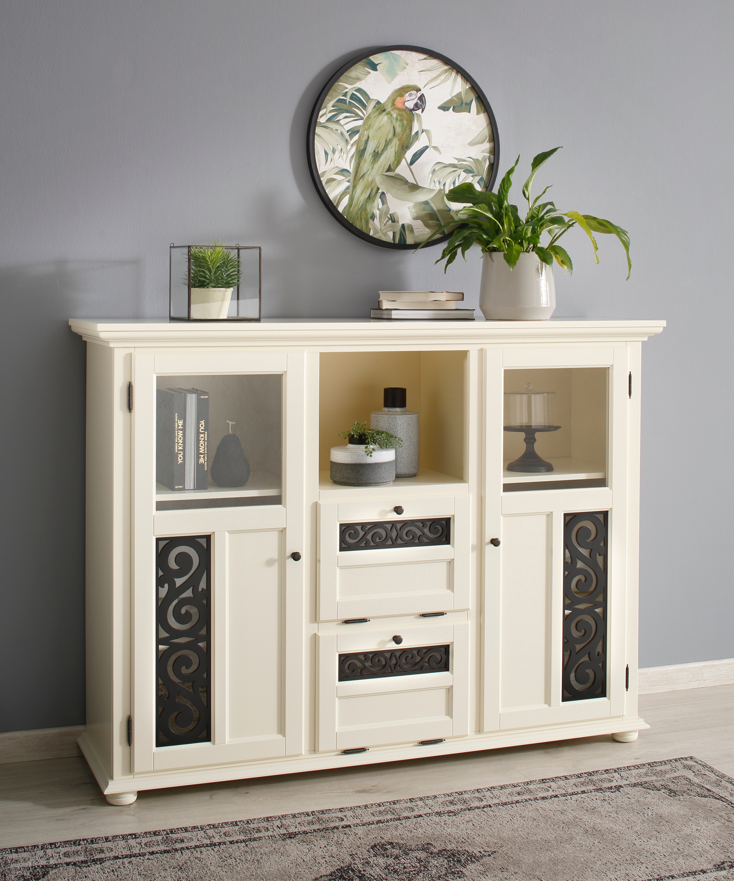 Image of Home affaire Highboard »Arabesk«, mit schönen dekorativen Fräsungen, viele Stauraummöglichkeiten, Breite 160 cm bei Ackermann Versand Schweiz