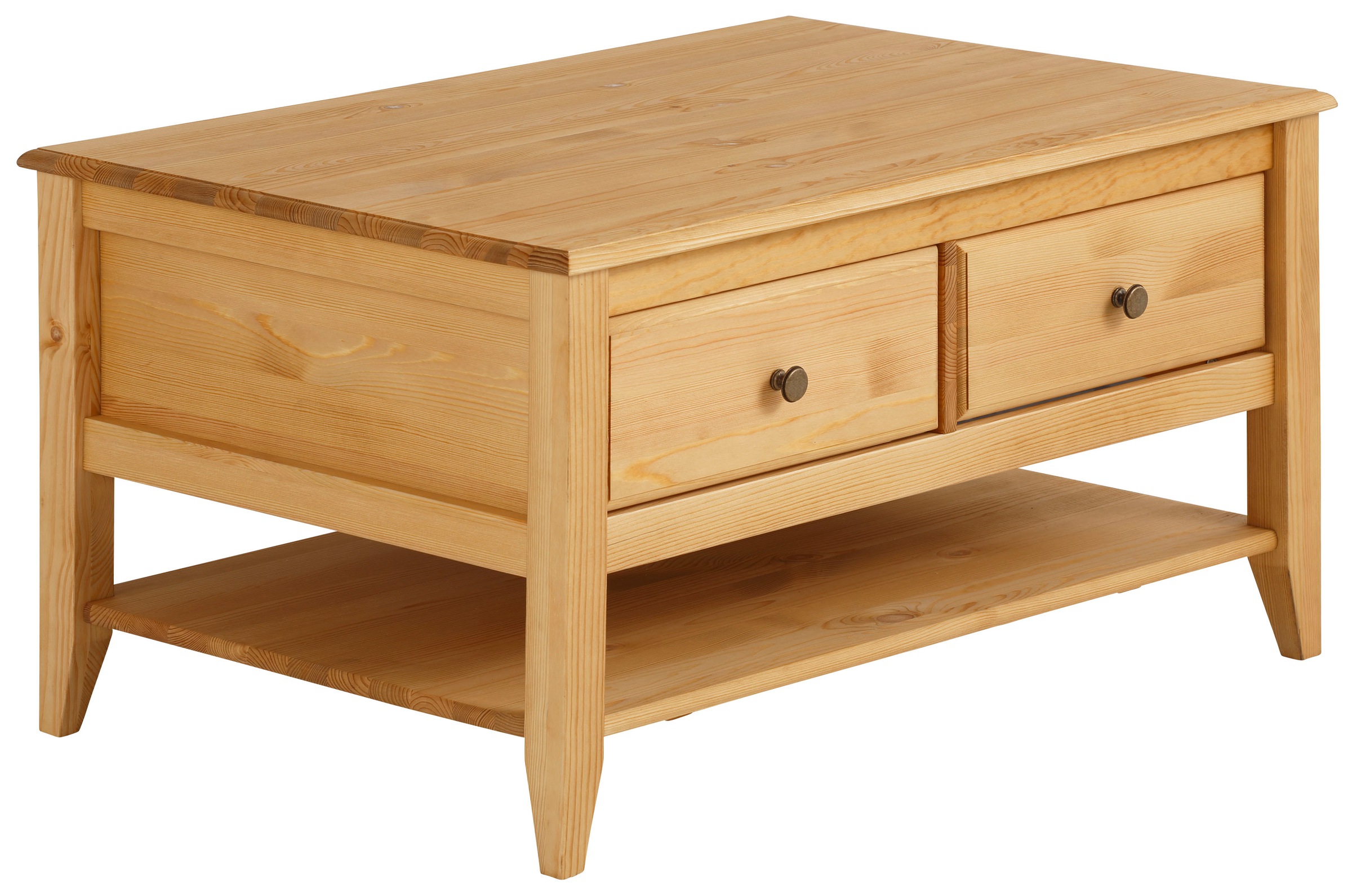 GOODproduct Couchtisch »Leonis« Breite 89 cm, mit Schubladen und Ablageboden, massiver Kiefer,  FSC®