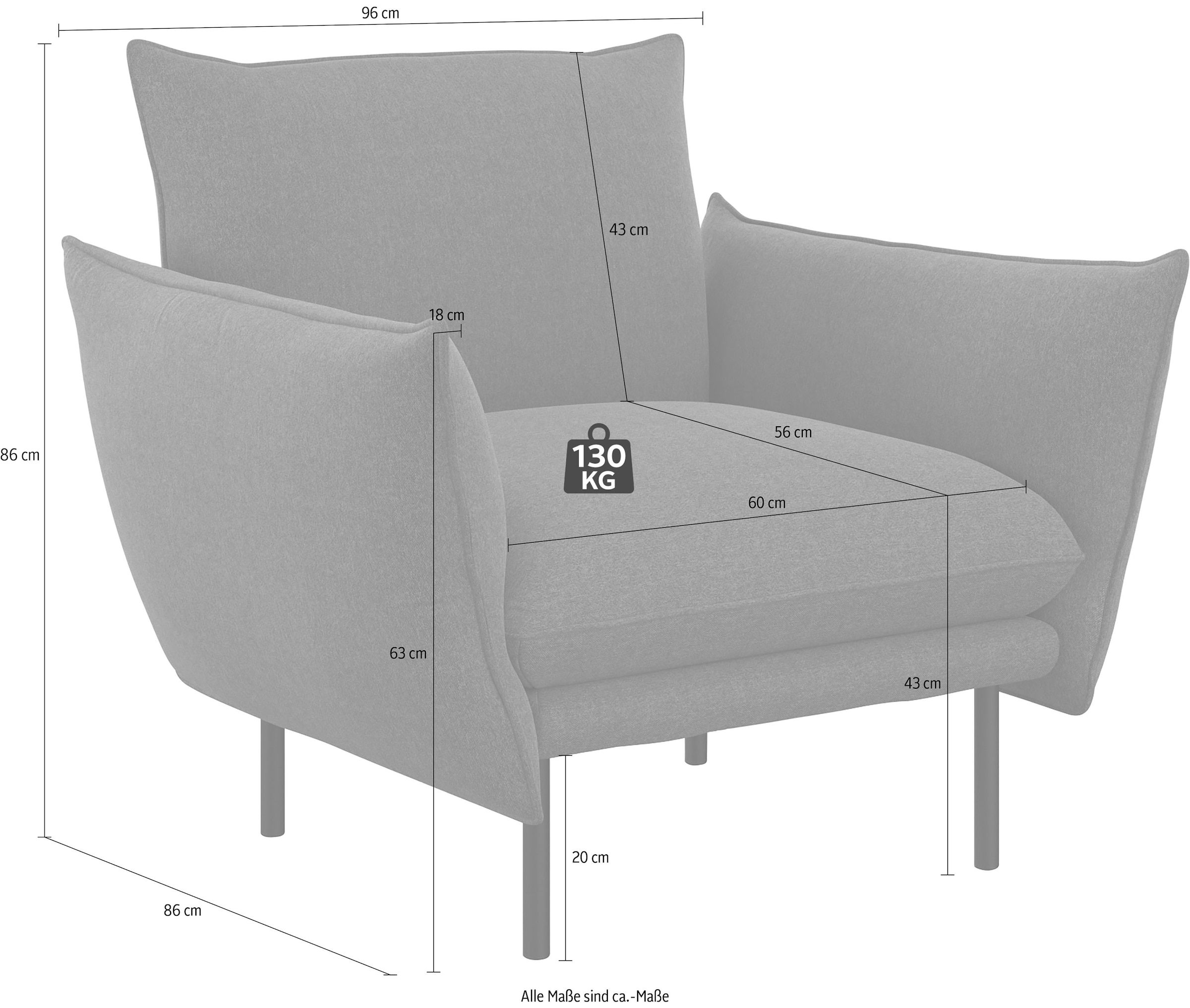 GOODproduct Fauteuil »Stine Cocktailsessel« Design particulier grâce à l’aspect coussin et au passepoil