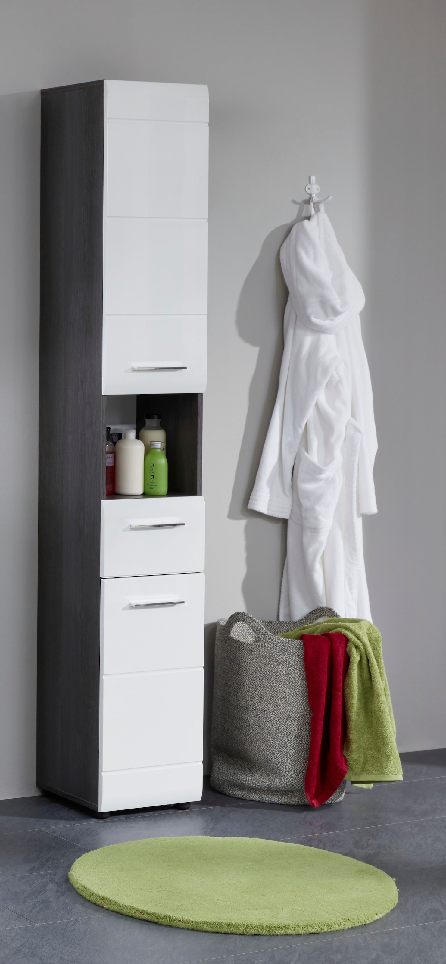 welltime Armoire haute »Sovana« Badezimmerschrank in Hochglanzoptik - (B/T/H) 30/31/182 cm