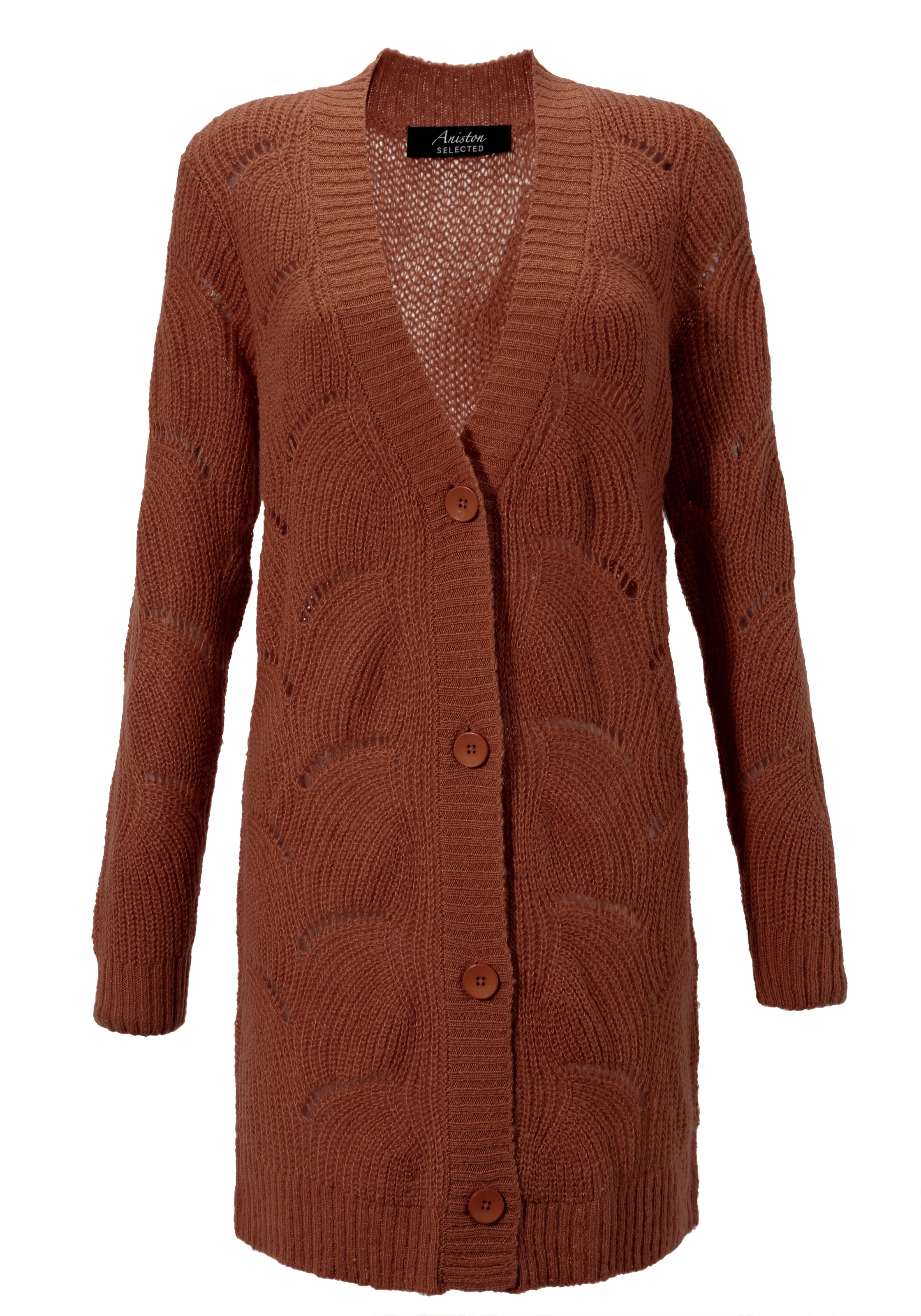 Aniston SELECTED Longstrickjacke, mit Lochstrick-Muster