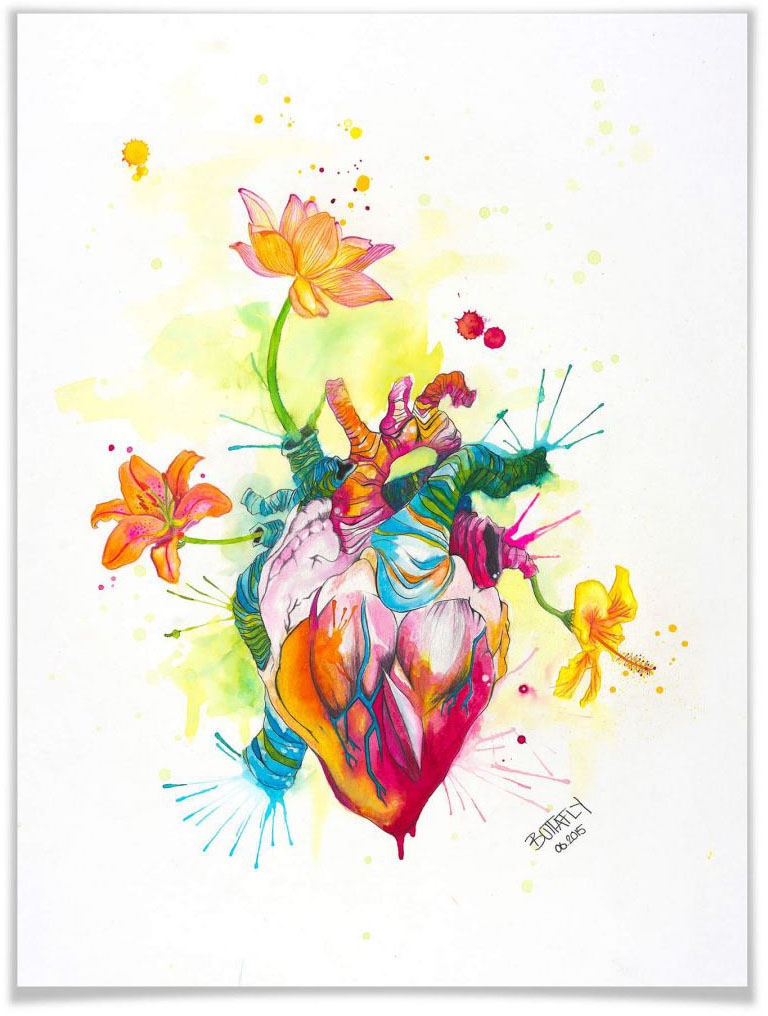 Image of Wall-Art Poster »Nature Beating Heart«, Schriftzug, (1 St.), Poster, Wandbild, Bild, Wandposter bei Ackermann Versand Schweiz