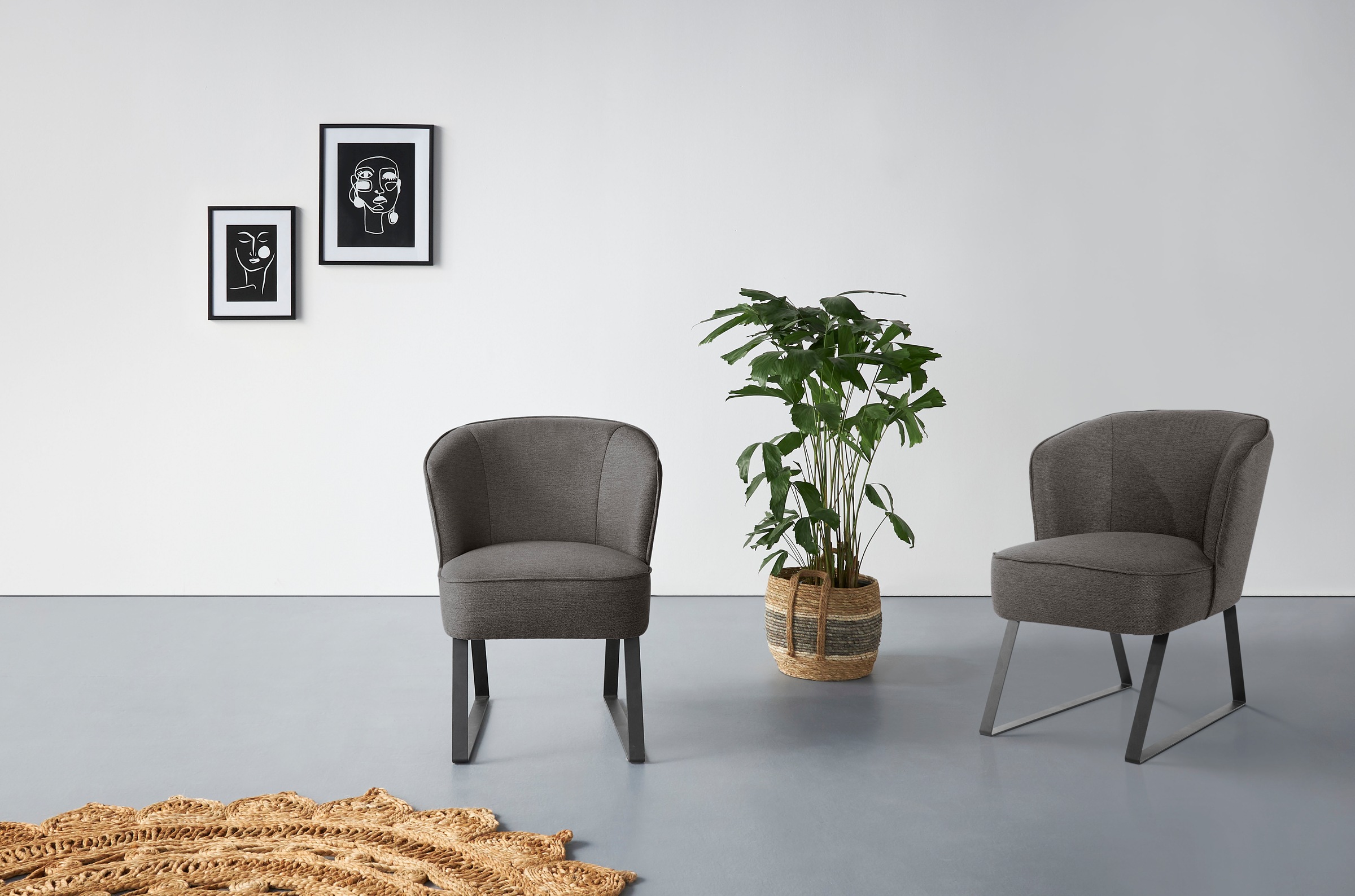 exxpo - sofa fashion Sessel »Americano, Loungesessel« mit Keder und Metallfüssen, Bezug in verschiedenen Qualitäten, 1 Stck.