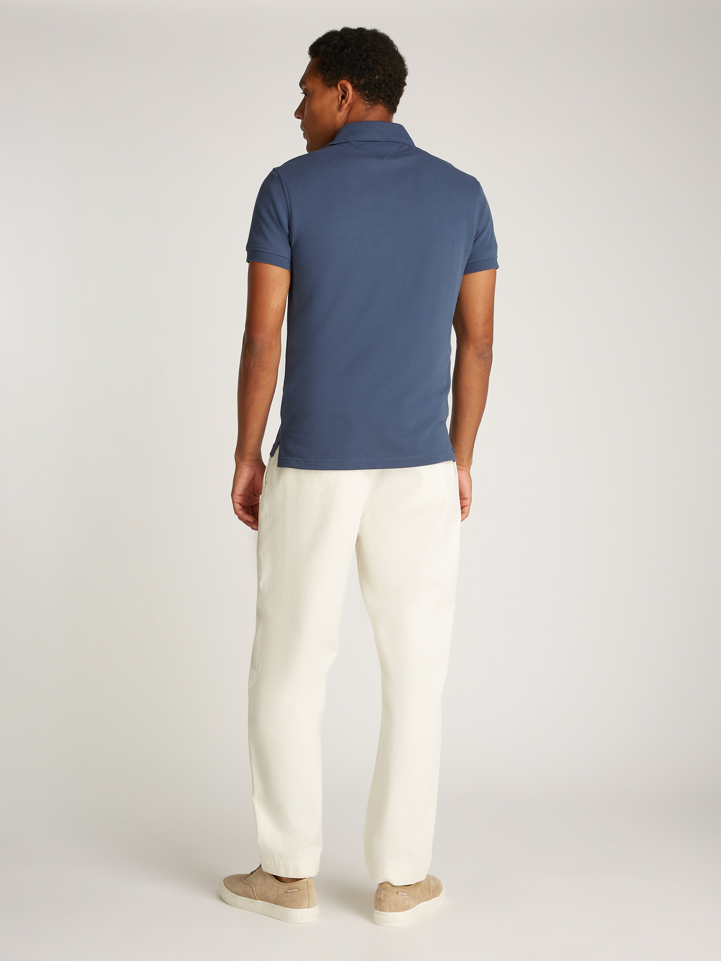 Tommy Hilfiger Poloshirt »1985 SLIM POLO mit Piqué-Struktur und Stickerei«, meliert, casual, slim fit, Baumwollmix, Polokragen