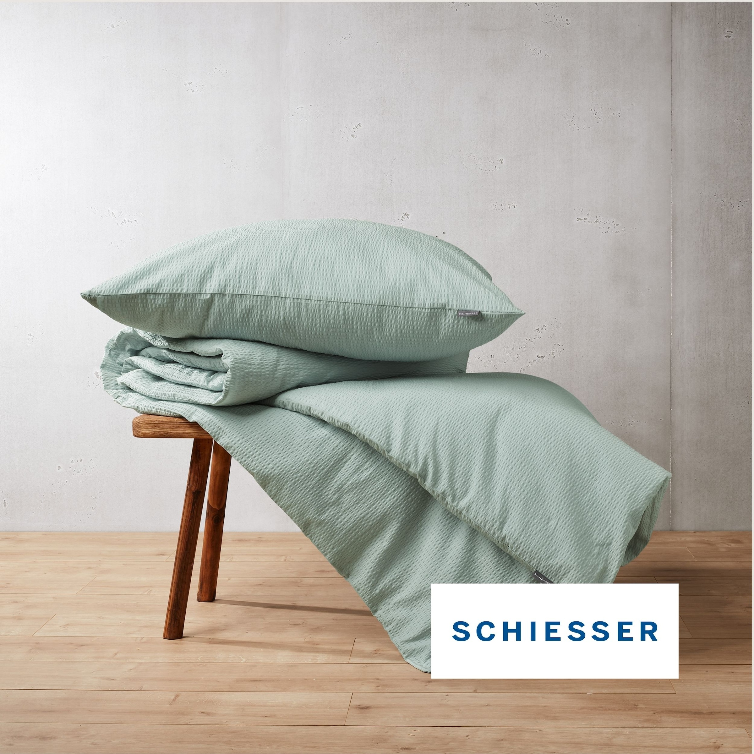 Schiesser Bettwäsche »Laura aus Baumwoll-Seersucker in zarten Farbtönen« 2 Stk. OEKO-TEX® MADE IN GREEN