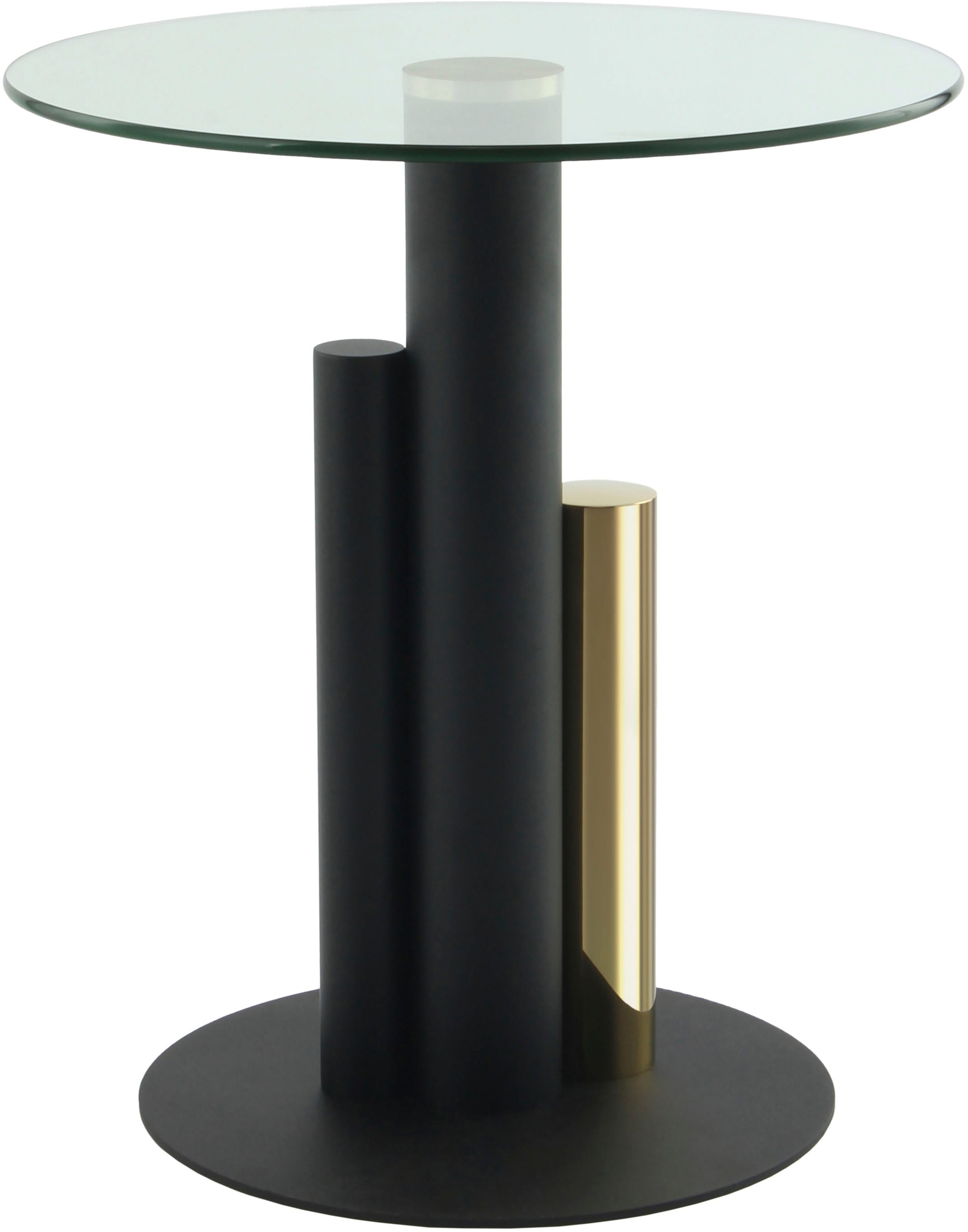 Kayoom Beistelltisch »Ontario 225, Runde Glasplatte aus Sicherheitsglas, 100% Edelstahl«, (1 St.), Modernes Design, zweifarbiges Säulengestell, Eyecatcher Element