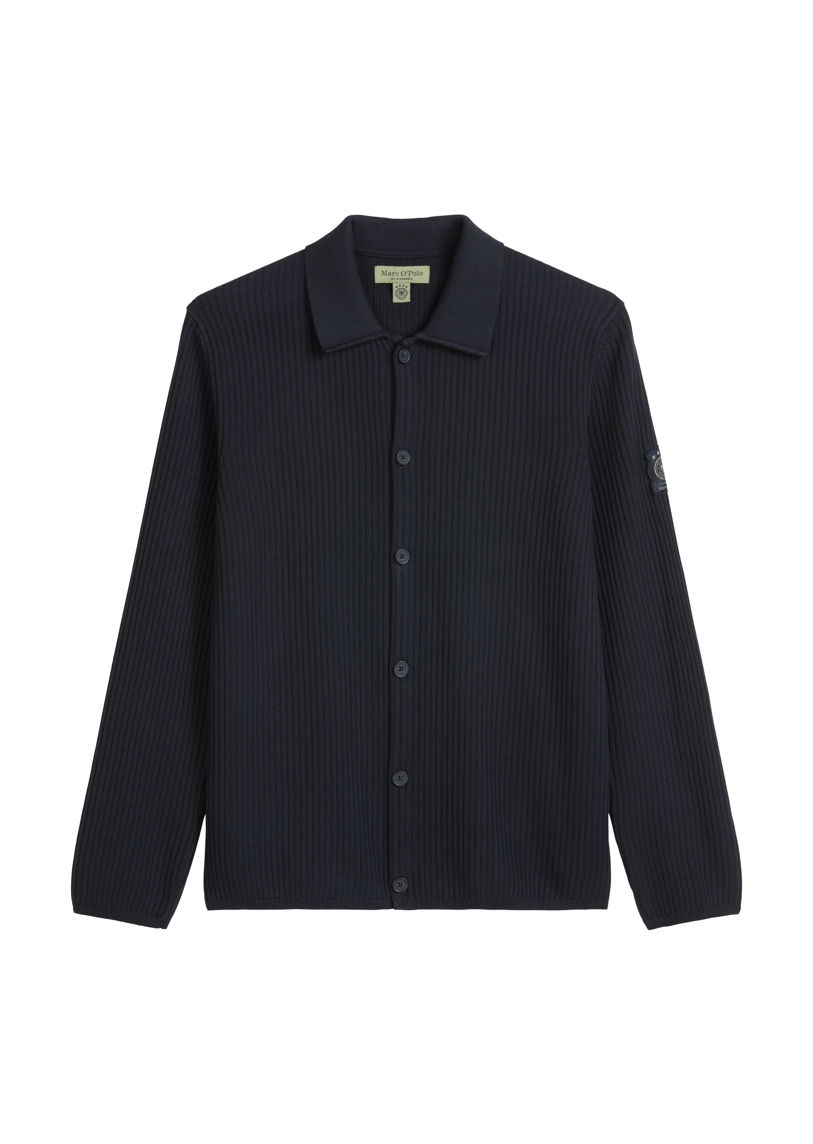 Marc O'Polo Strickjacke »DFB Travel Collection«, aus reiner Bio-Baumwolle, regular Fit, elastische Rippstruktur