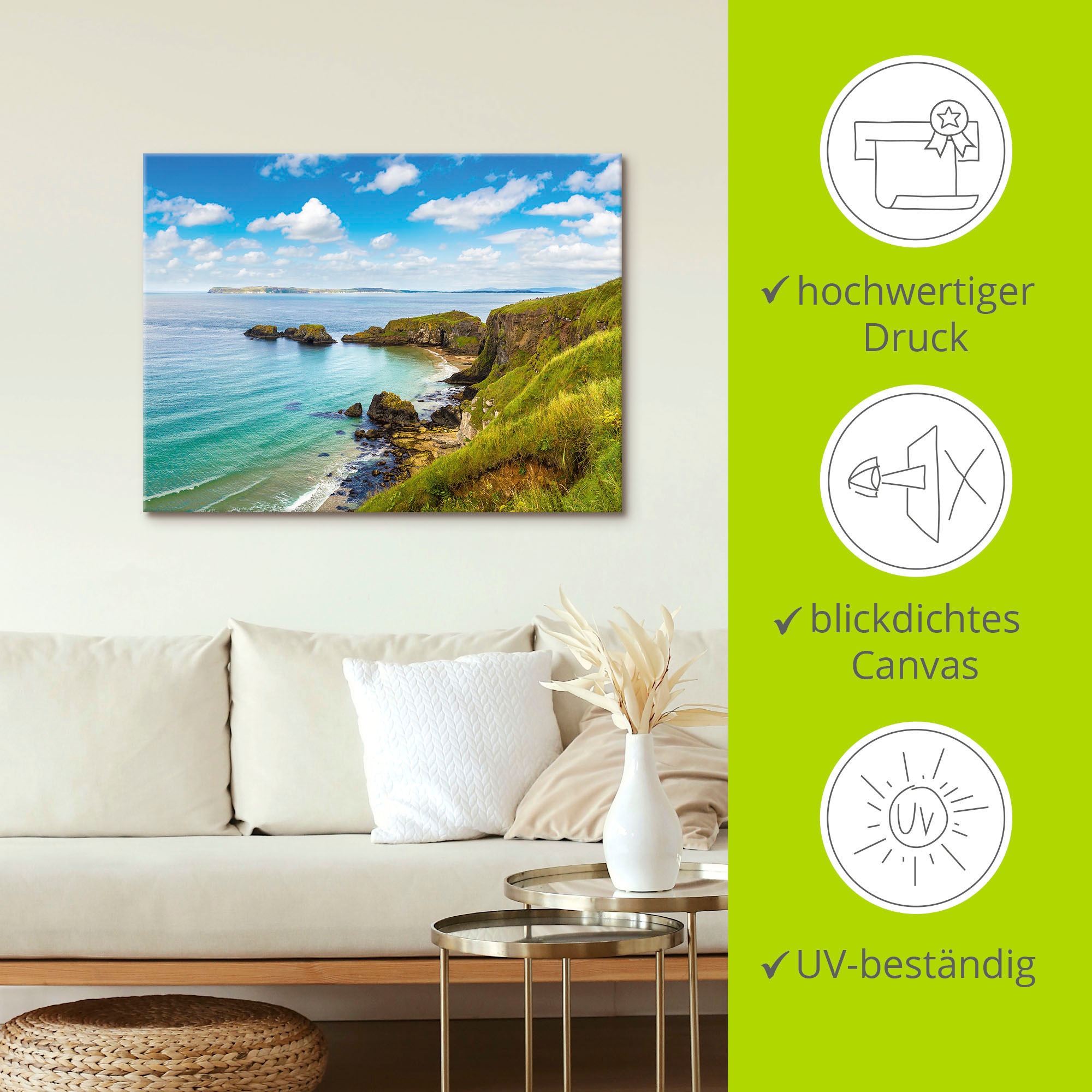 Artland Tableau sur toile »Küstenweg in Carrick-a-Rede« 1 cuis tlg. auf Holzrahmen gespannt