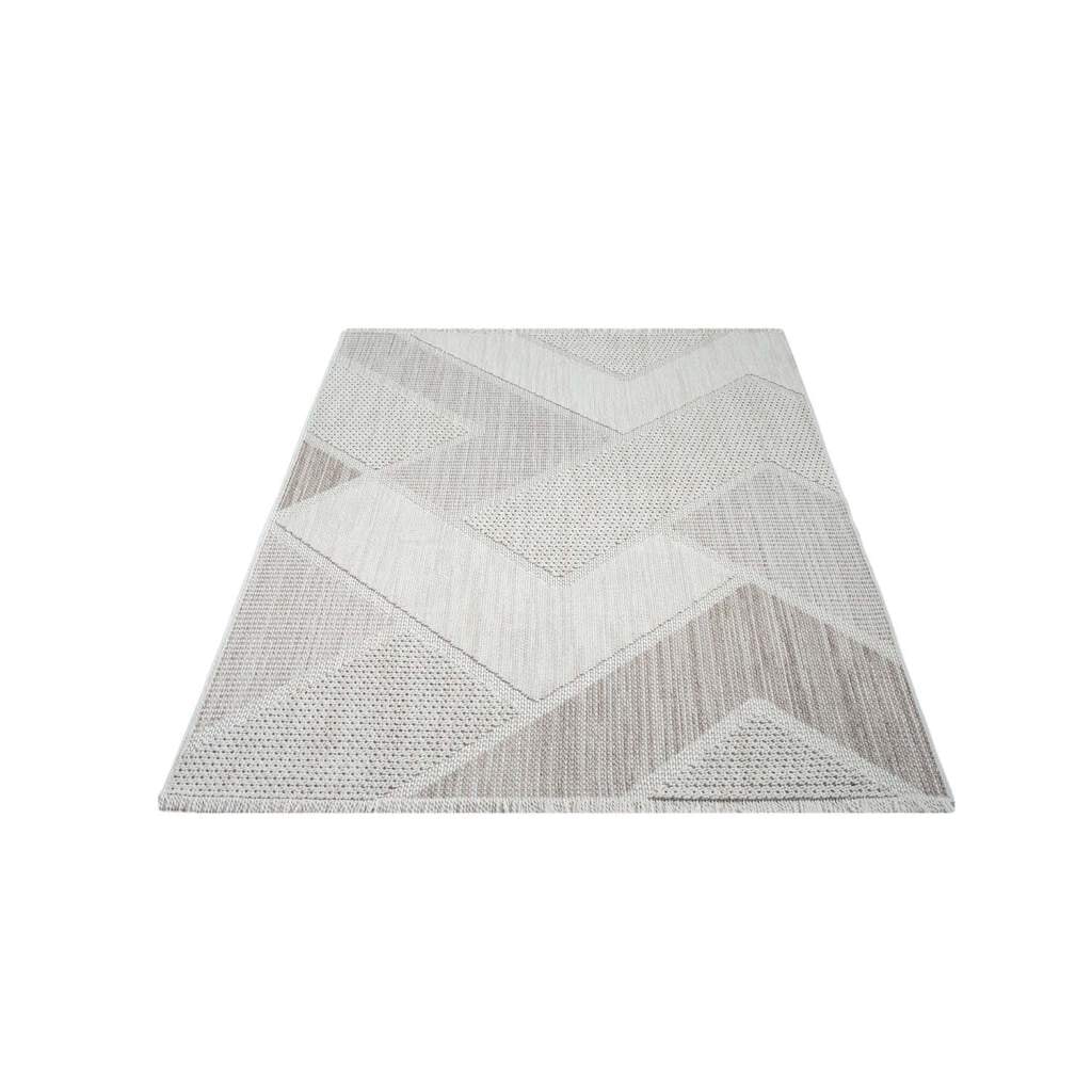 Carpet City Teppich »LINDO 8877«, rechteckig, 11 mm Höhe, Kurzflor, Hochtief-Muster/ 3D-Effekt, Fransen, Boho-Stil, Wohnzimmer