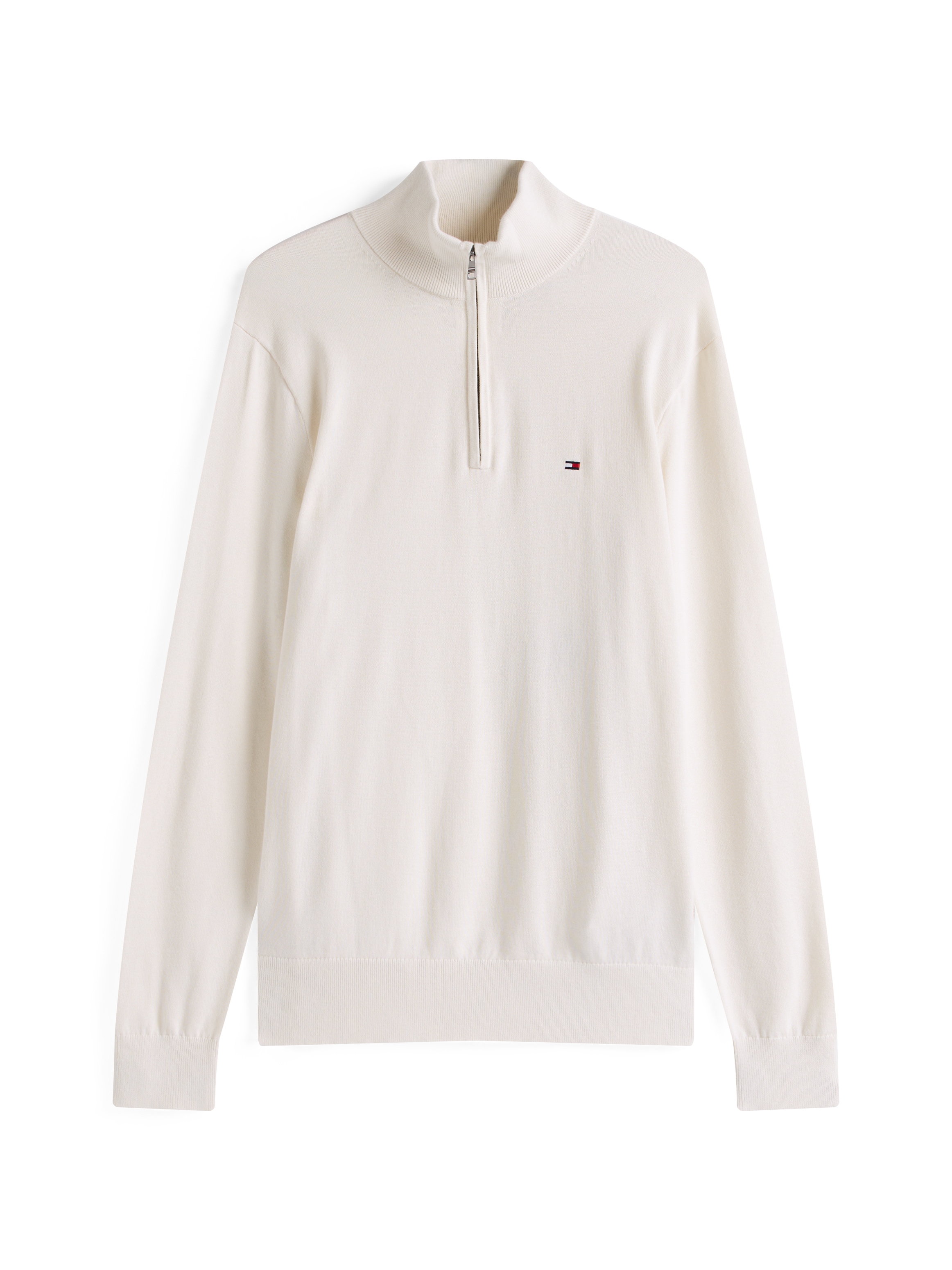 Tommy Hilfiger Strickjacke »ESSENTIAL COTTON ZIP THRU« mit Logostickerei