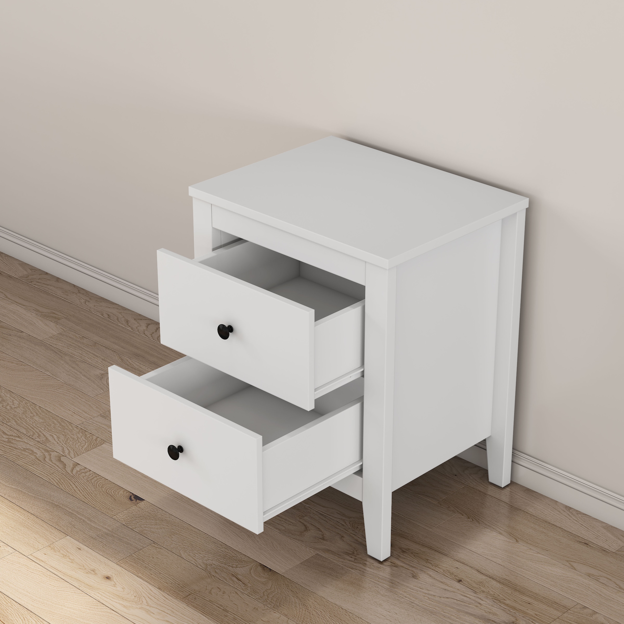 GOODproduct Nachtkommode »Borkum Nachttisch Set im Landhaus Design weiss Bestseller« Set, 2 Schränke im Set, schwarze Griffe aus Metall, 