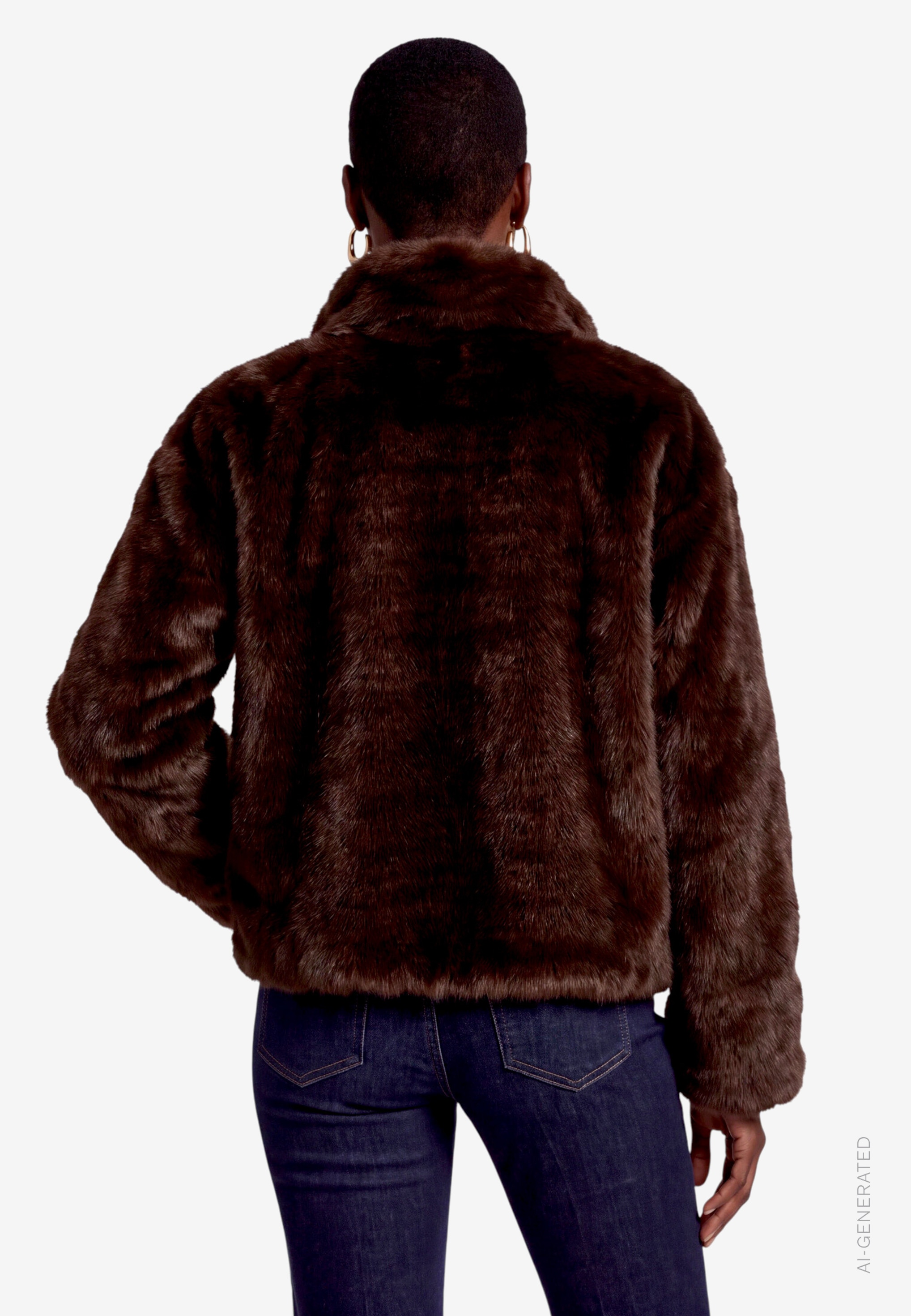 Zero Fellimitatjacke ohne Kapuze Kunstfell-Jacke mit Reissverschluss