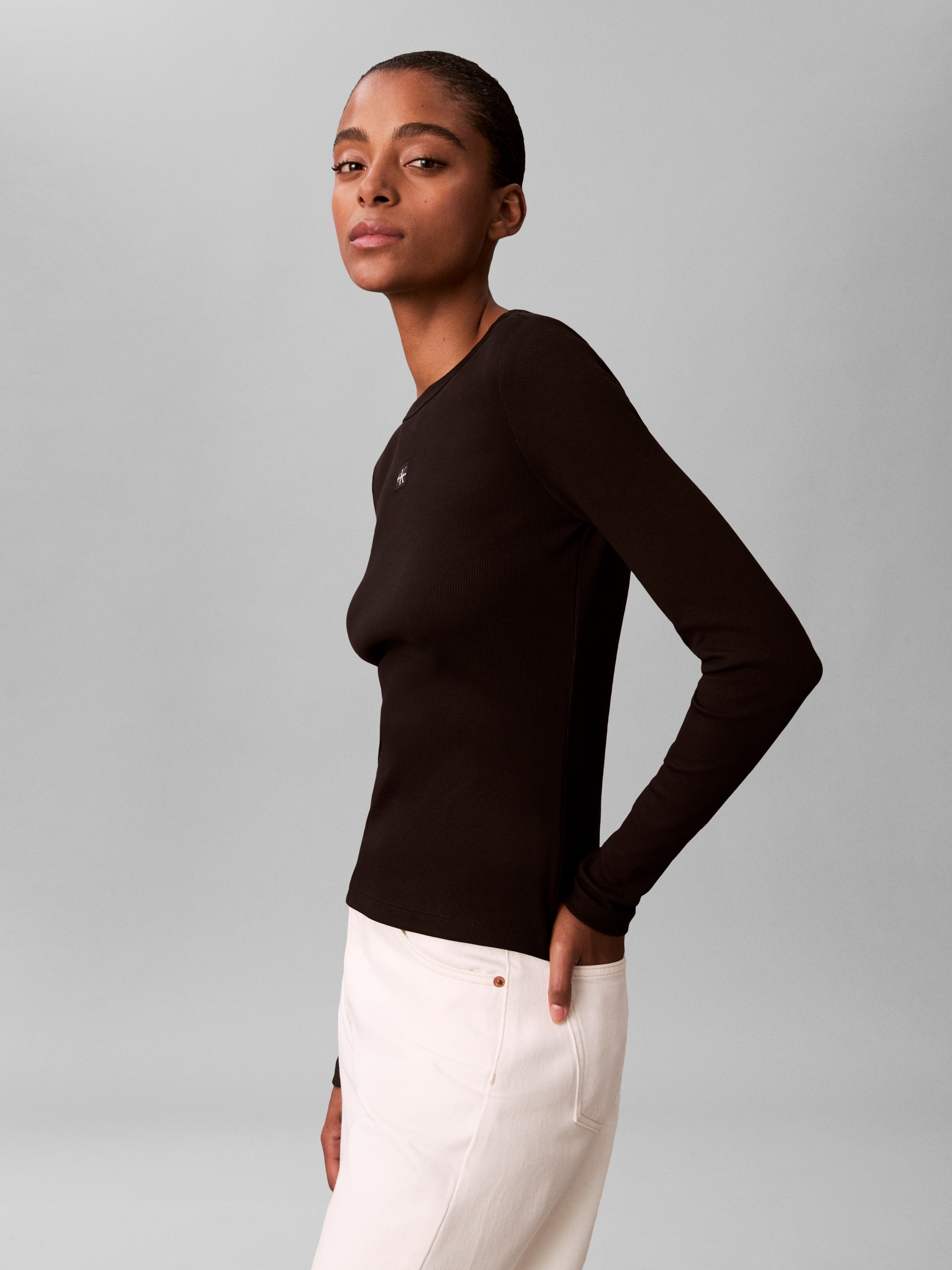 Calvin Klein Jeans Haut de chemise Figurbetonte Passform mit Rundhalsausschnitt