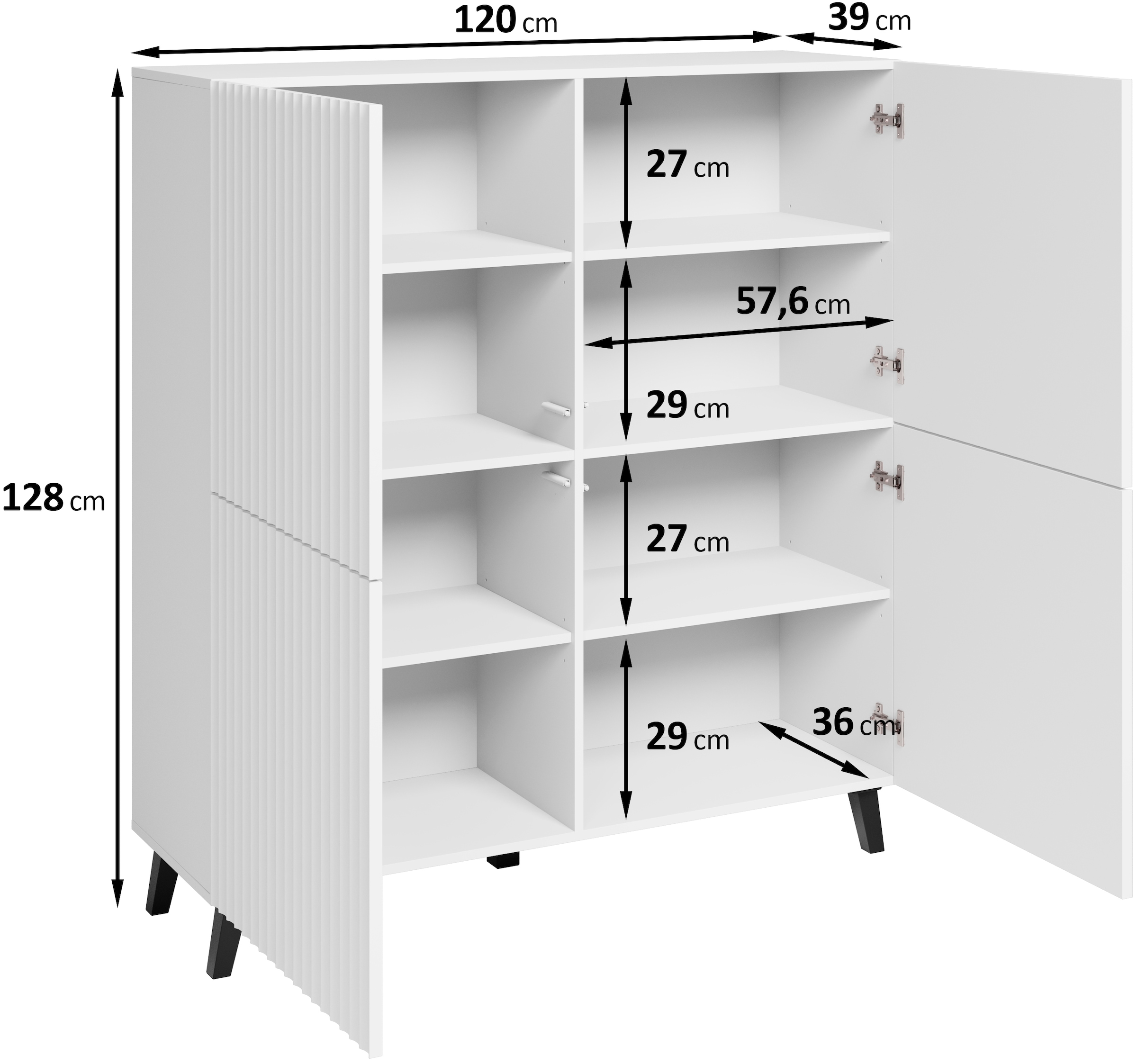 Home affaire Buffet haut »Phuket, Front MDF« commode moderne avec 4 portes et 8 compartiments, largeur 120 cm