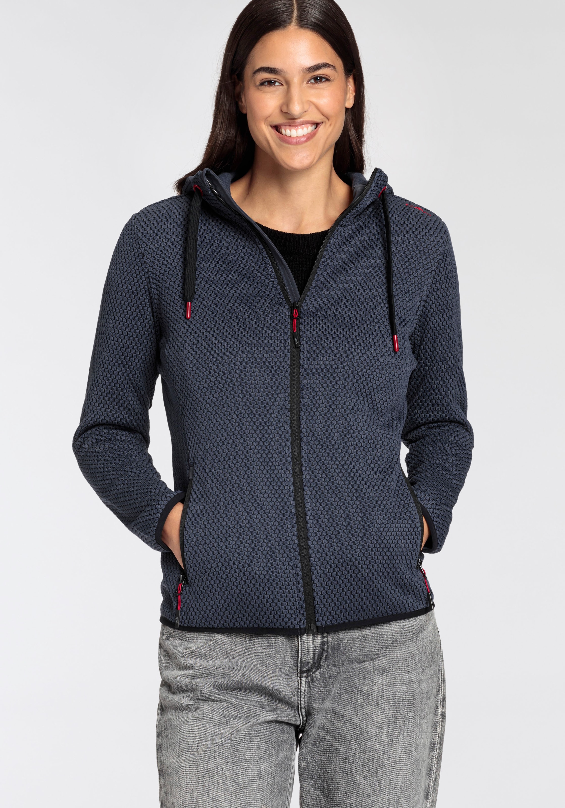 CMP Strickfleecejacke, mit Kapuze, Wärmend & windabweisend & Atmungsaktiv