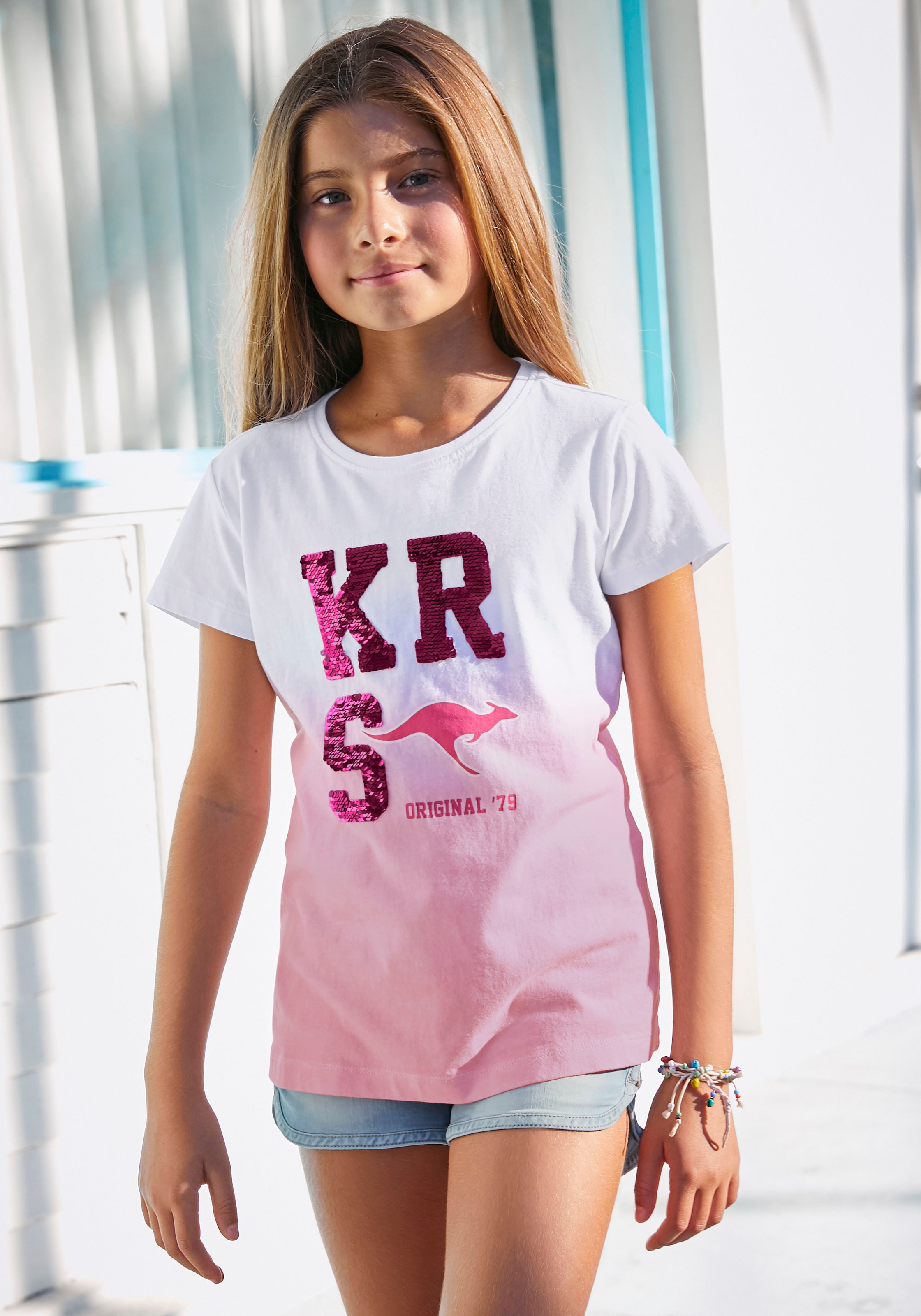 Modische KangaROOS T-Shirt, Im Farbverlauf mit Wendepailletten  versandkostenfrei - ohne Mindestbestellwert bestellen