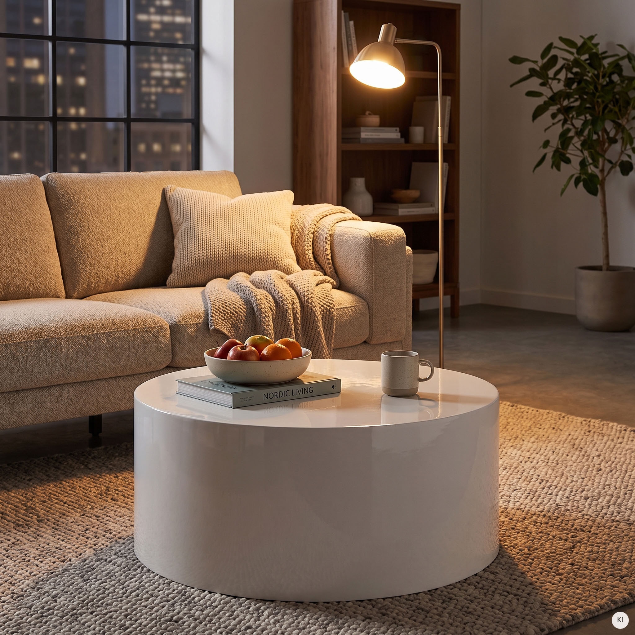 SalesFever Table basse »Design-Couchtisch Hochglanz weiss, Ø 60 cm« Table basse moderne en bois laqué brillant
