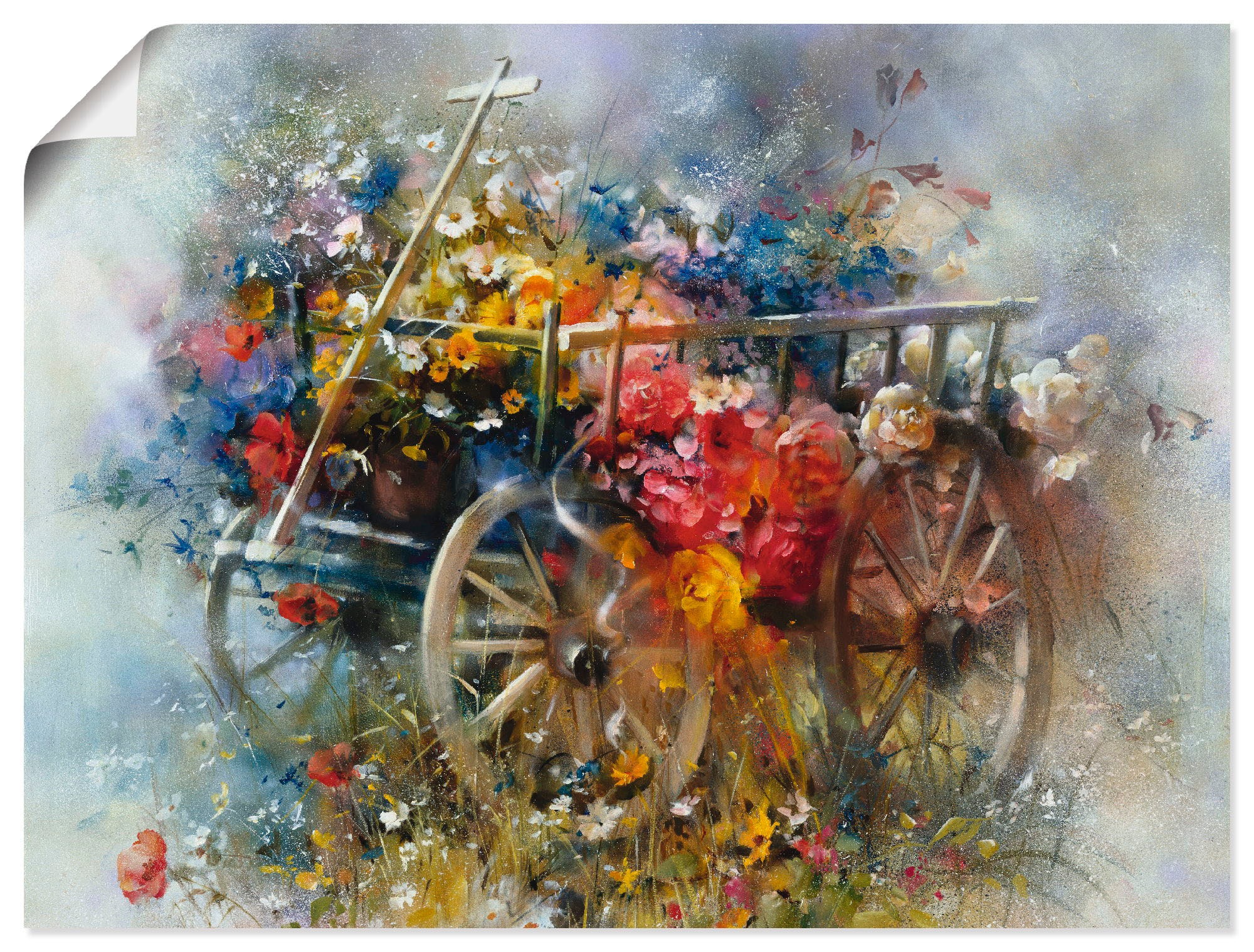 Image of Artland Poster "Blumen Schubkarre" Garten 1 Stk. tlg. ohne Rahmen