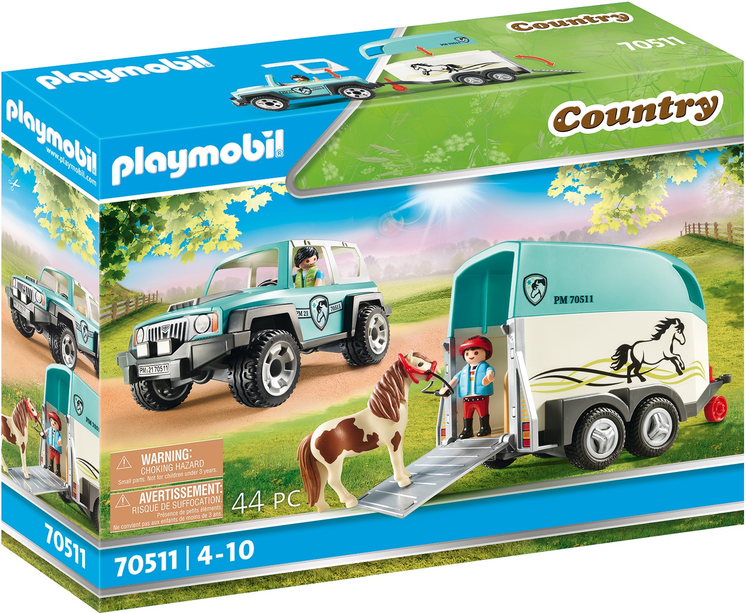 Image of Playmobil® Konstruktions-Spielset »PKW mit Ponyanhänger (70511), Country«, (44 St.), Made in Germany bei Ackermann Versand Schweiz