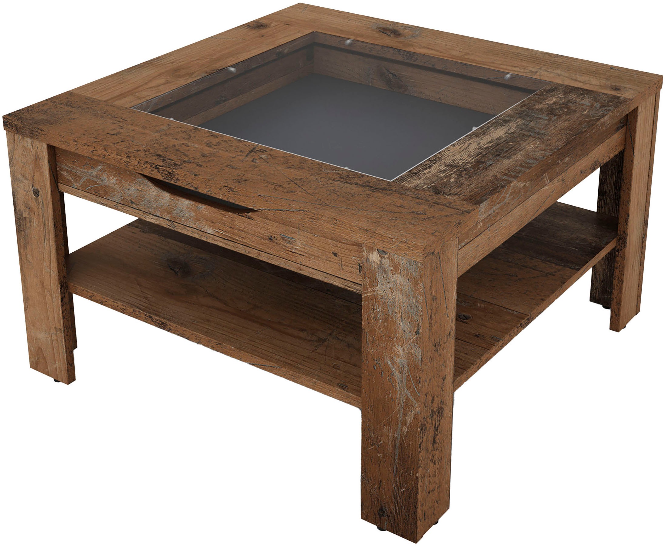 Image of byLIVING Couchtisch "RALPH" Artisan Eiche, Old Wood oder weiss, 1 Schubkasten, Glaseinlageplatte