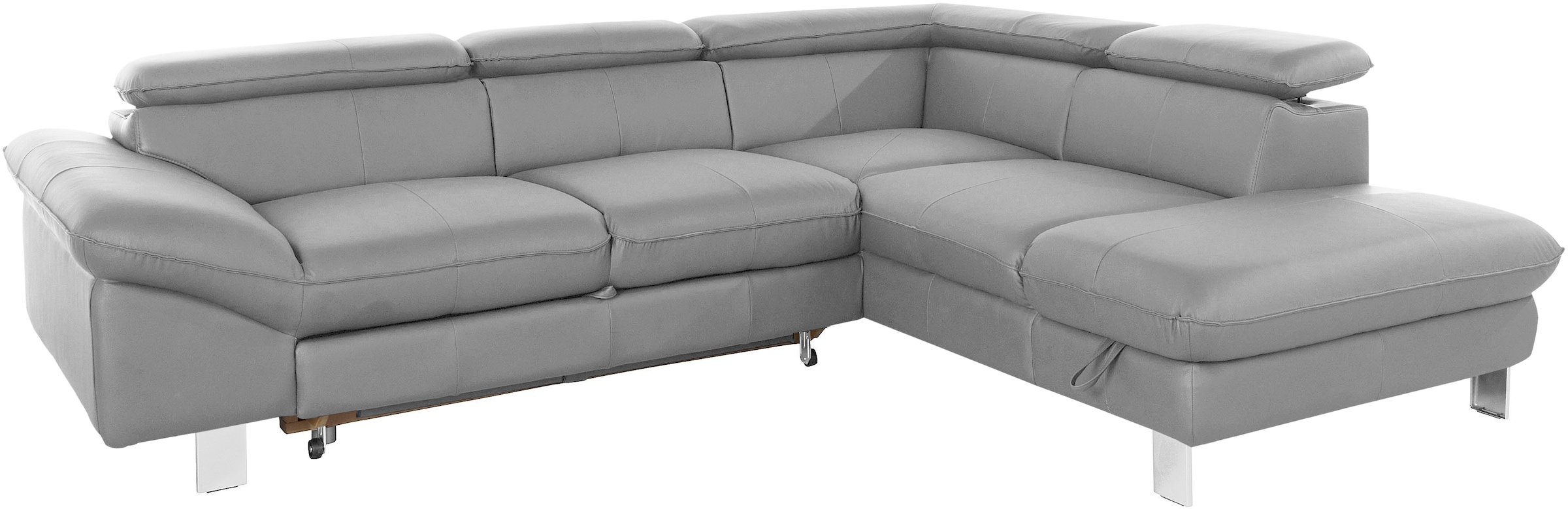 COTTA Ecksofa »Driver L-Form, B: 265 cm, moderne Couch mit Wellenunterfederung, Leder« inkl. 3x Kopfteilverstellung, optional mit Schlaffunktion + Stauraum
