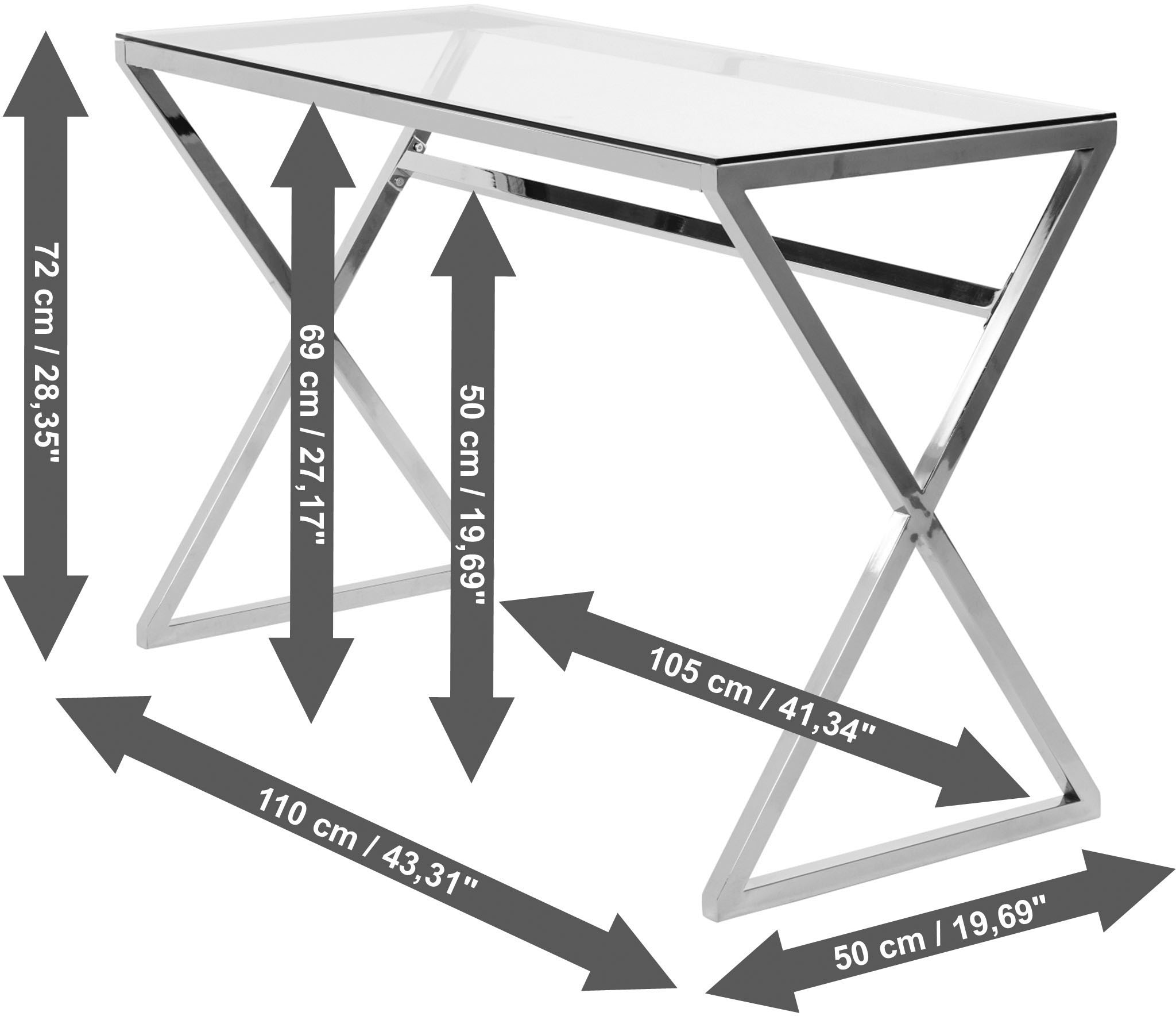 Jahnke Schreibtisch »XTRA« 1 Stk. tlg. Schreib-, Schmink-, Konsolentisch, Oberplatte aus ESG-Sicherheitsglas