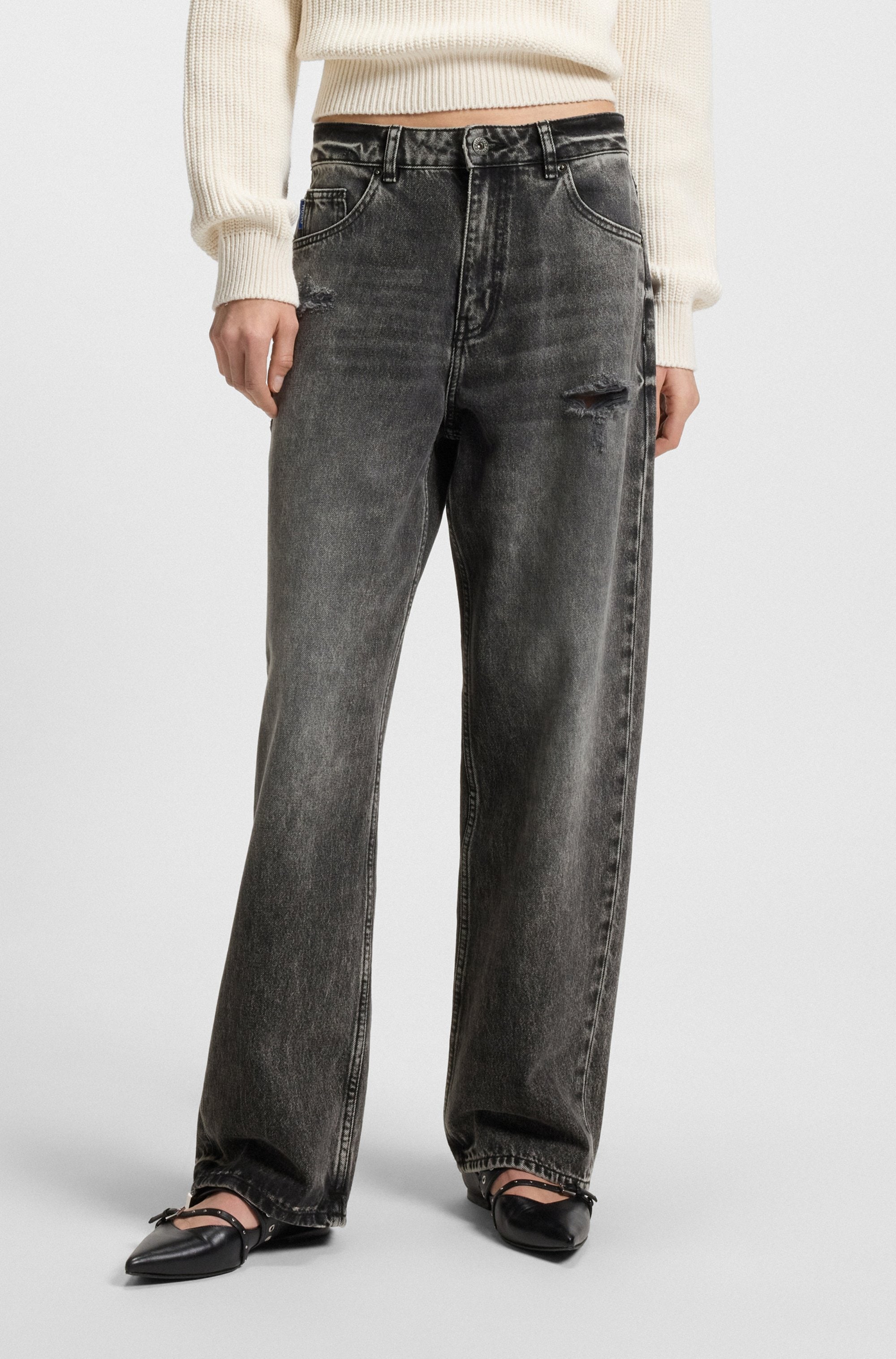 Image of HUGO 5-Pocket-Jeans "Leni" Low Rise im Relaxed Fit