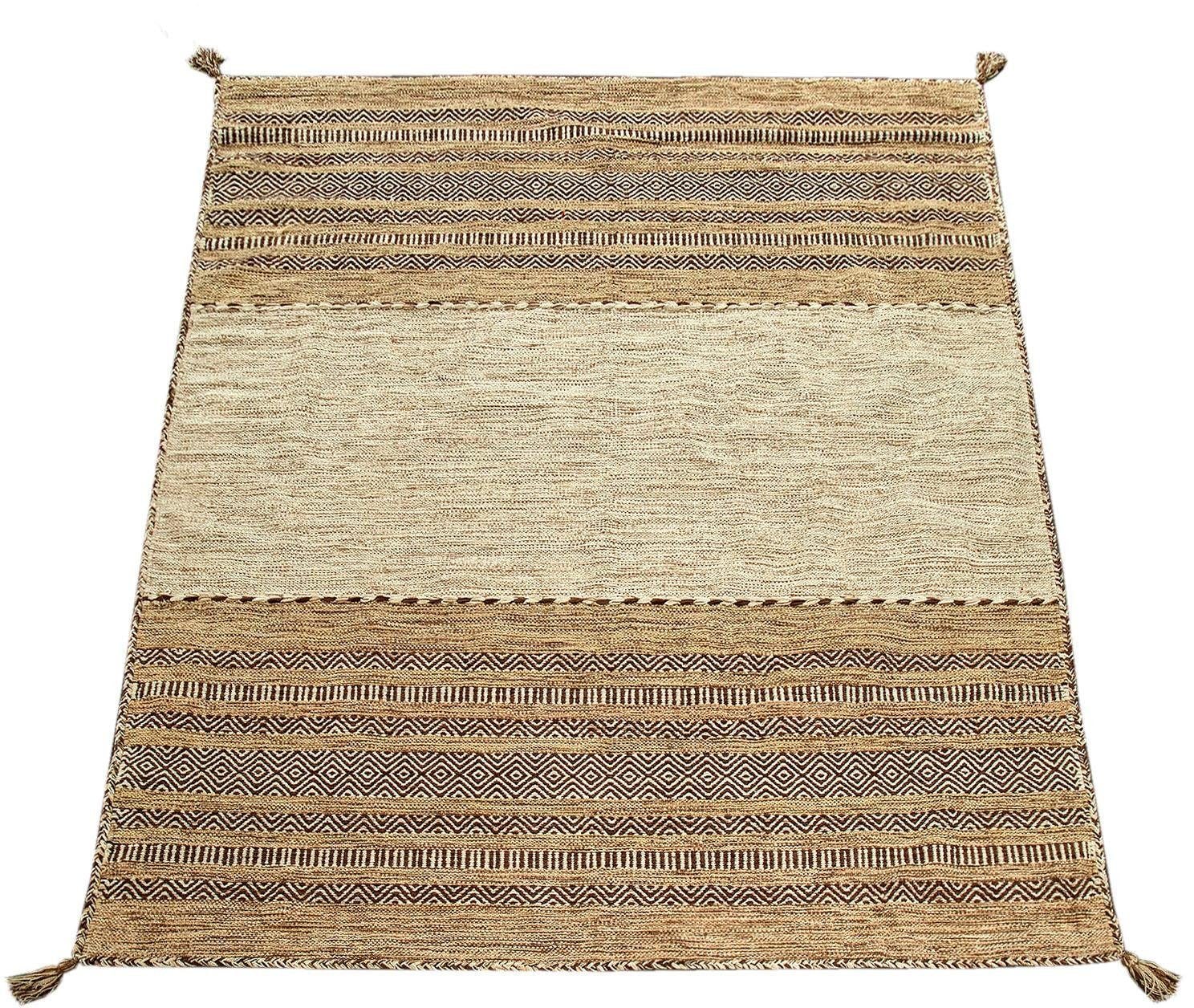Image of Paco Home Teppich "Kilim 217" rechteckig 12 mm Höhe handgewebter Wendeteppich, reine Baumwolle, gestreift, Wohnzimmer