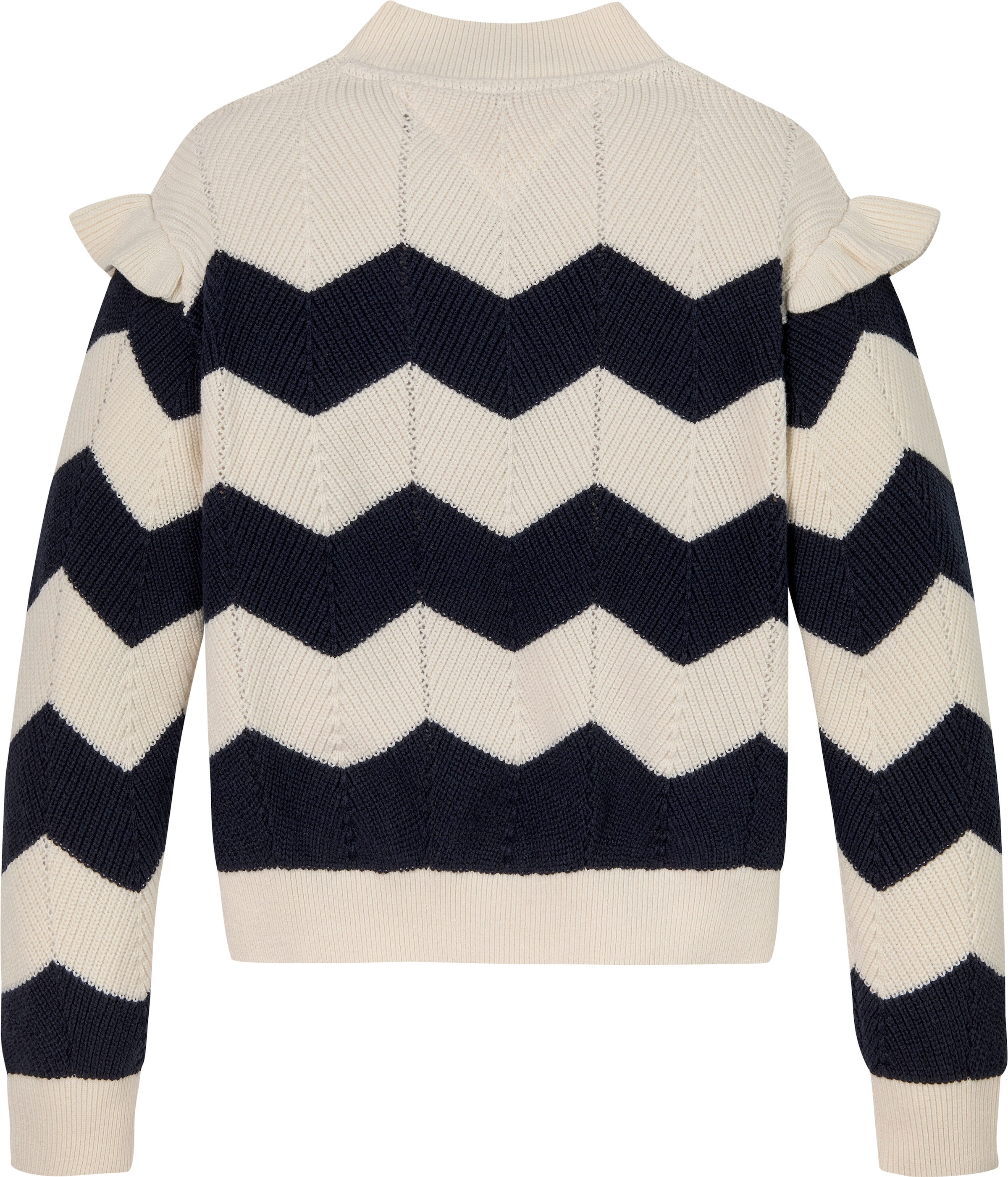 Tommy Hilfiger Strickpullover »WAVY STRIPE SWEATER«, im Streifendesign, mit Rüschen