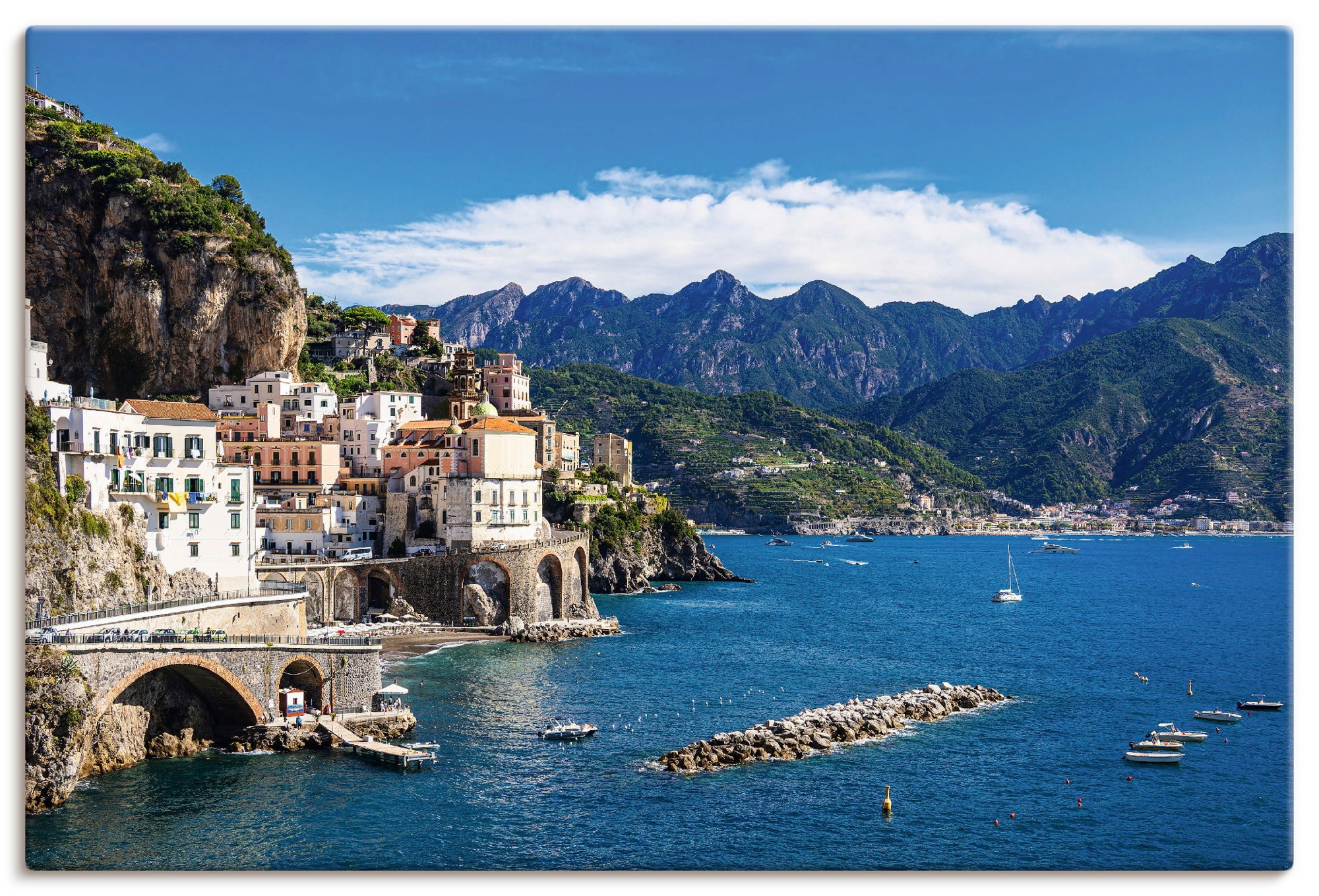 Image of Artland Wandbild "Atrani an der Amalfiküste in Italien" Küstenbilder 1 Stk. tlg. als Alubild, Leinwandbild, Poster, Wandaufkleber in verschied. Grössen