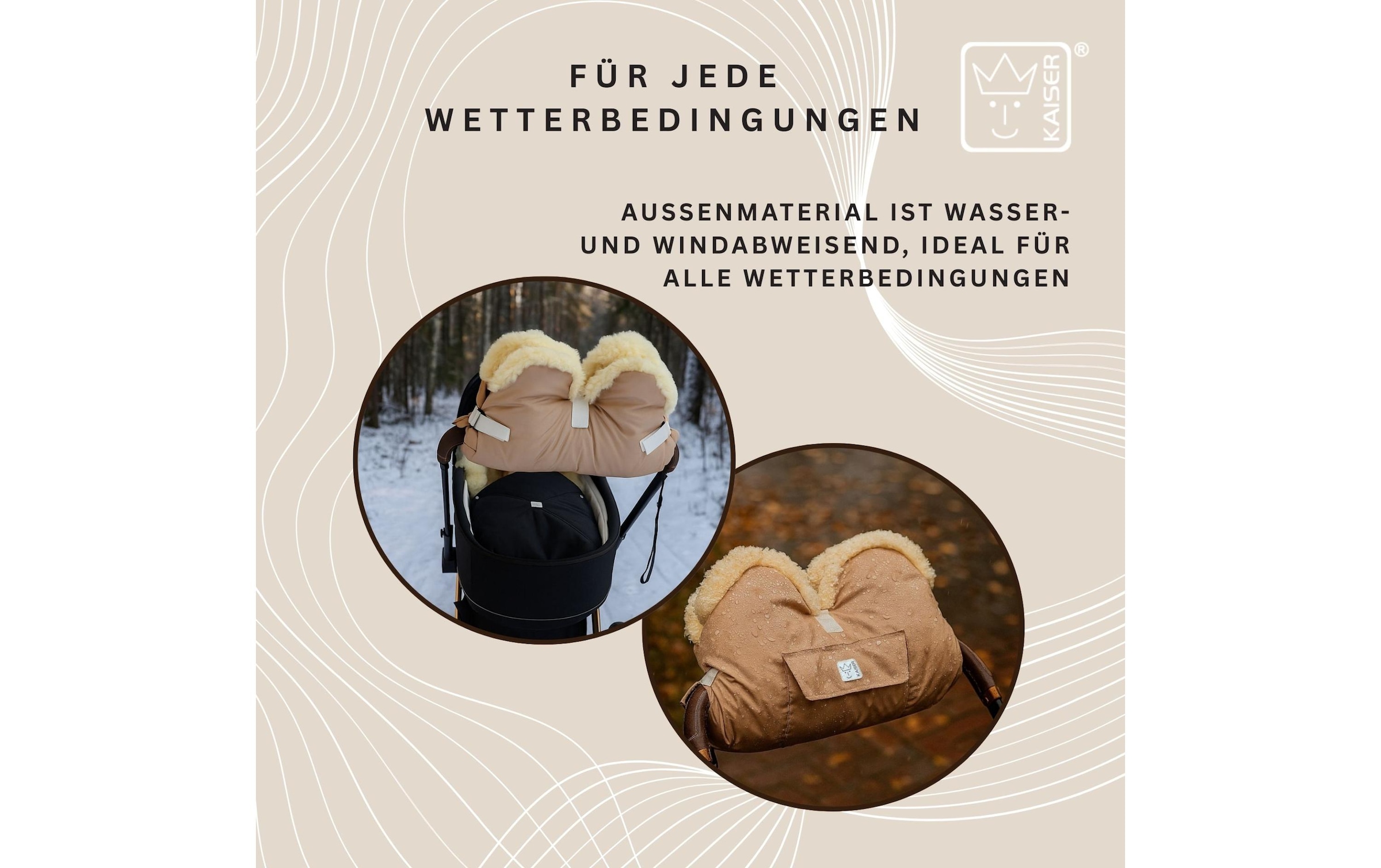 Kaiser Chauffe-mains pour poussette »Lammfell Big Sand«