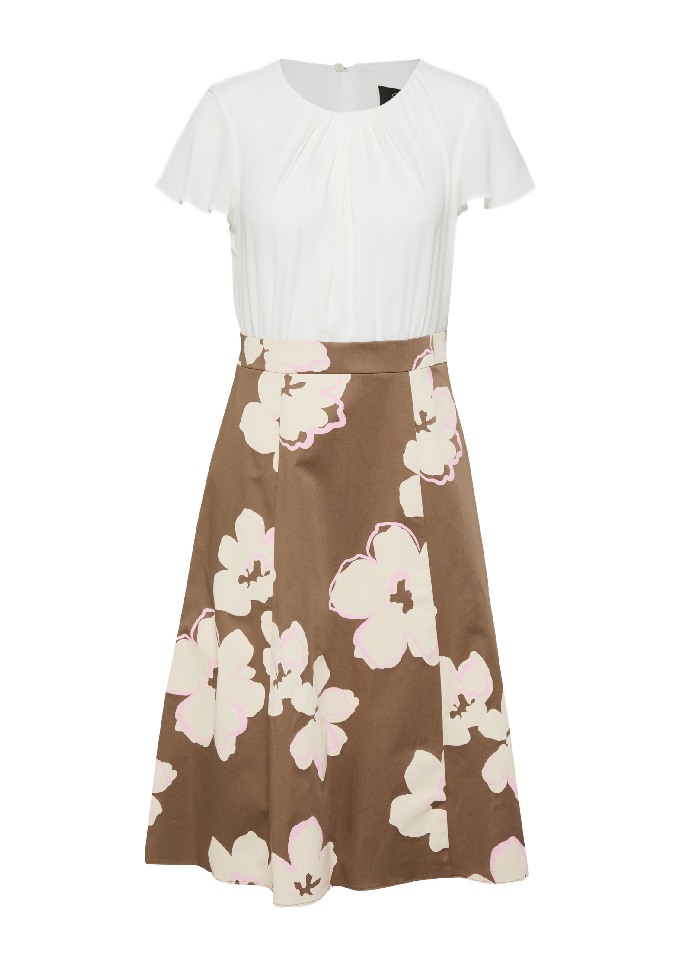 s.Oliver BLACK LABEL Robe fourreau Sans poches Robe fourreau cintrée en mélange coton-élasthanne à fleurs