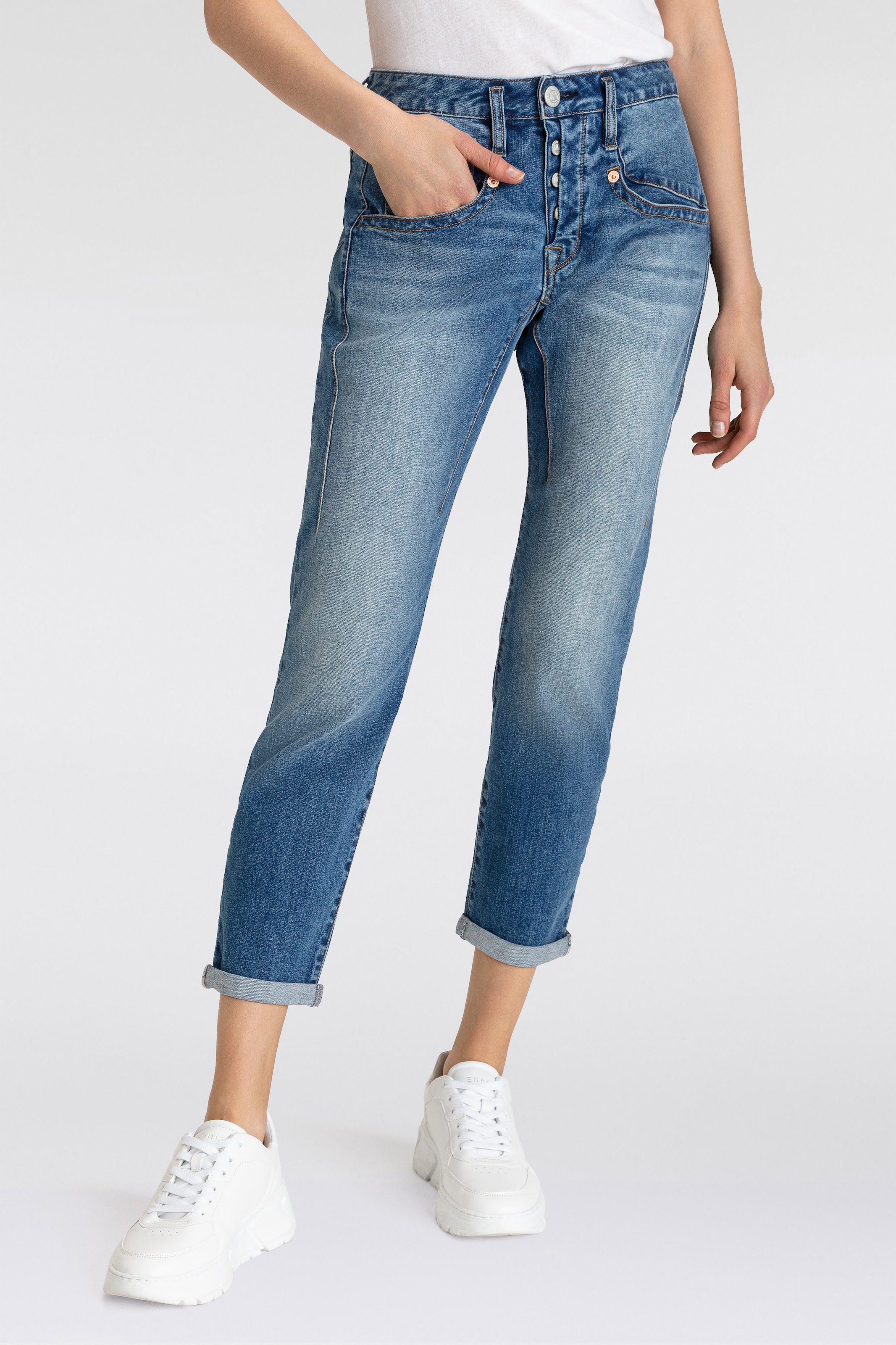 Herrlicher 7/8-Jeans »Shyra Cropped Organic Denim«, mit halb verdeckter Knopfleiste