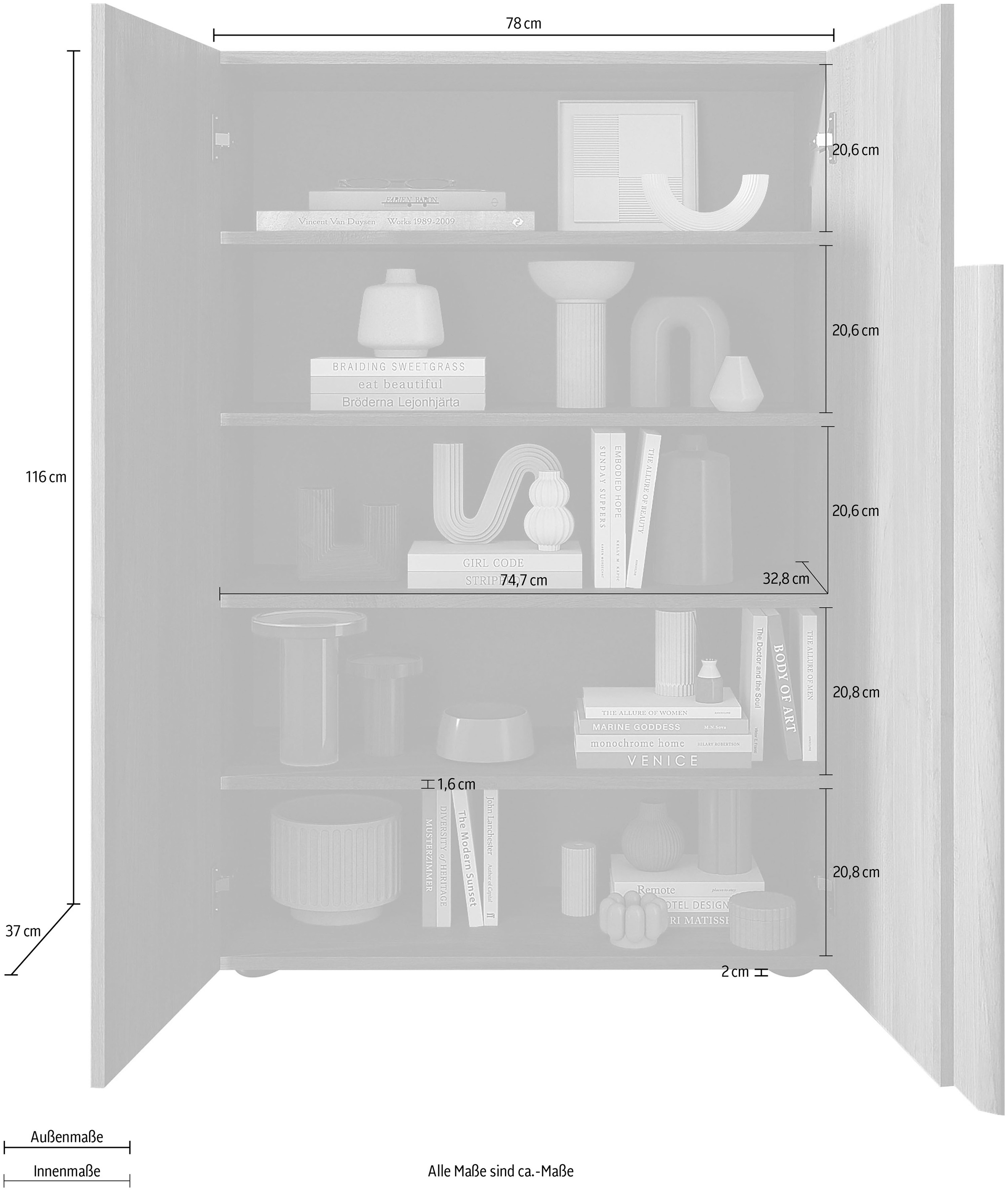 INOSIGN Schuhschrank »Jupiter, Kommode mit 4 Böden«, Breite 78 cm
